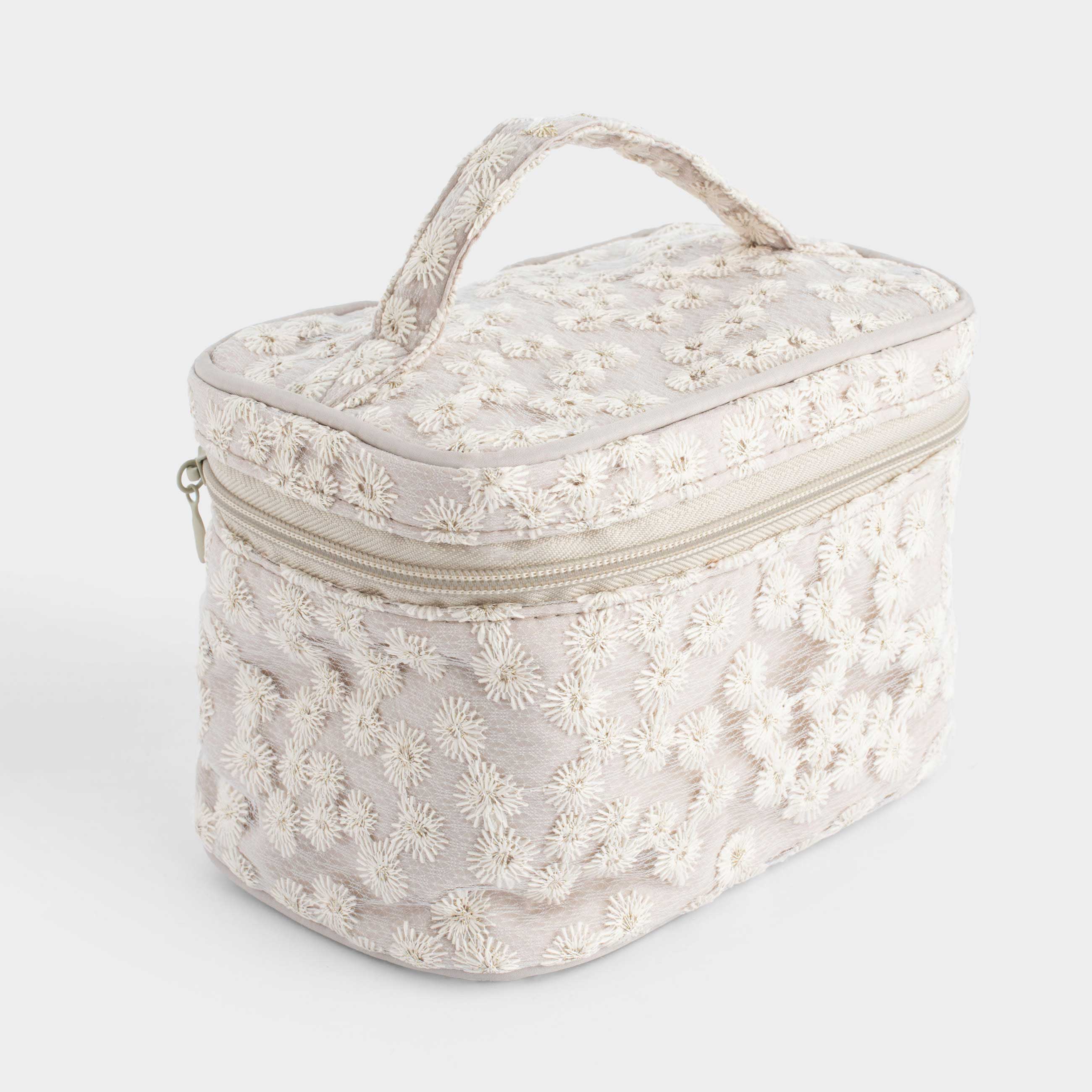 Косметичка, 19x14 см, с ручкой, полиэстер, Ромашки, Flower embroidery