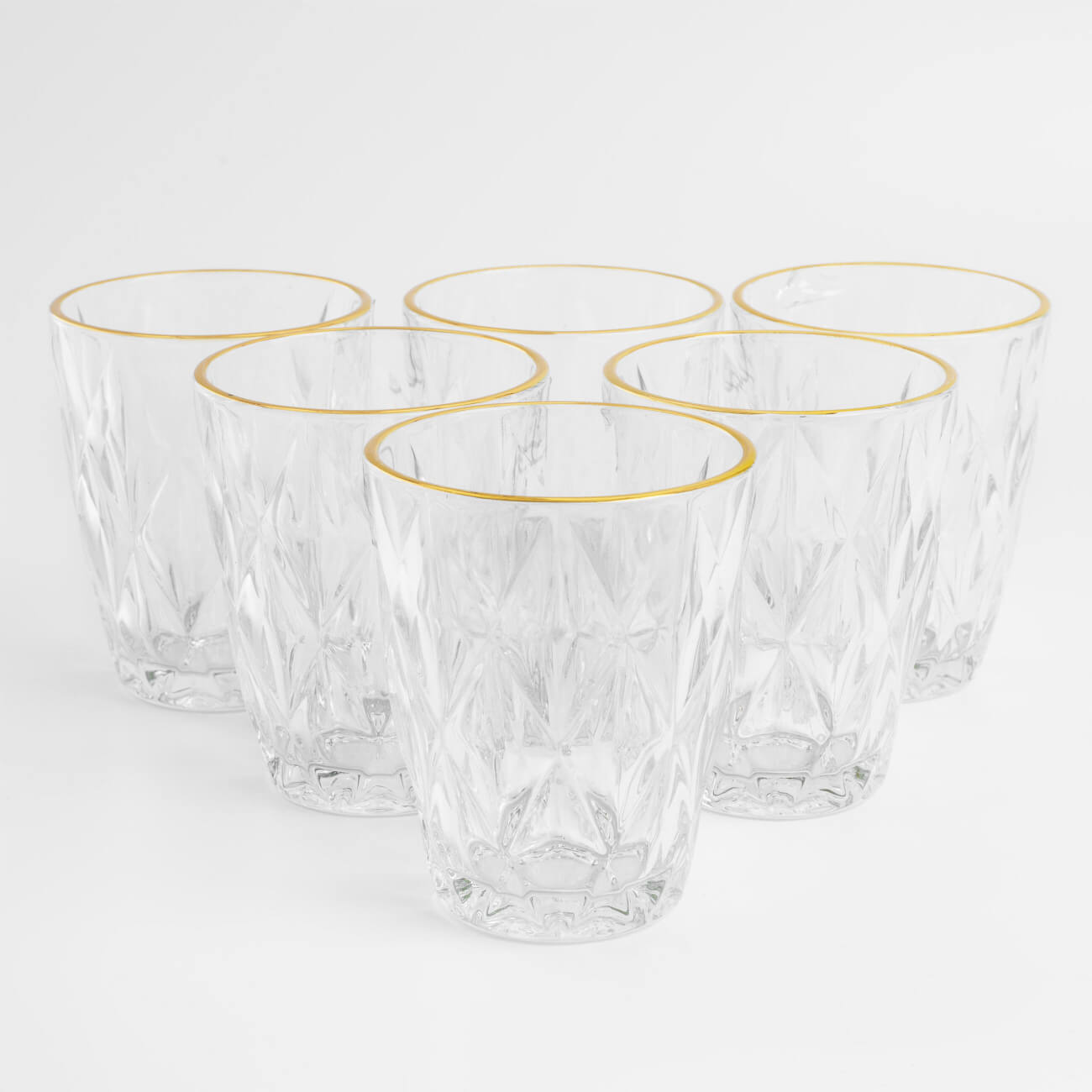 ваза для ов 25 см стекло серая с золотистым кантом berg Стакан, 270 мл, 6 шт, стекло Р, с золотистым кантом, Rhomb gold
