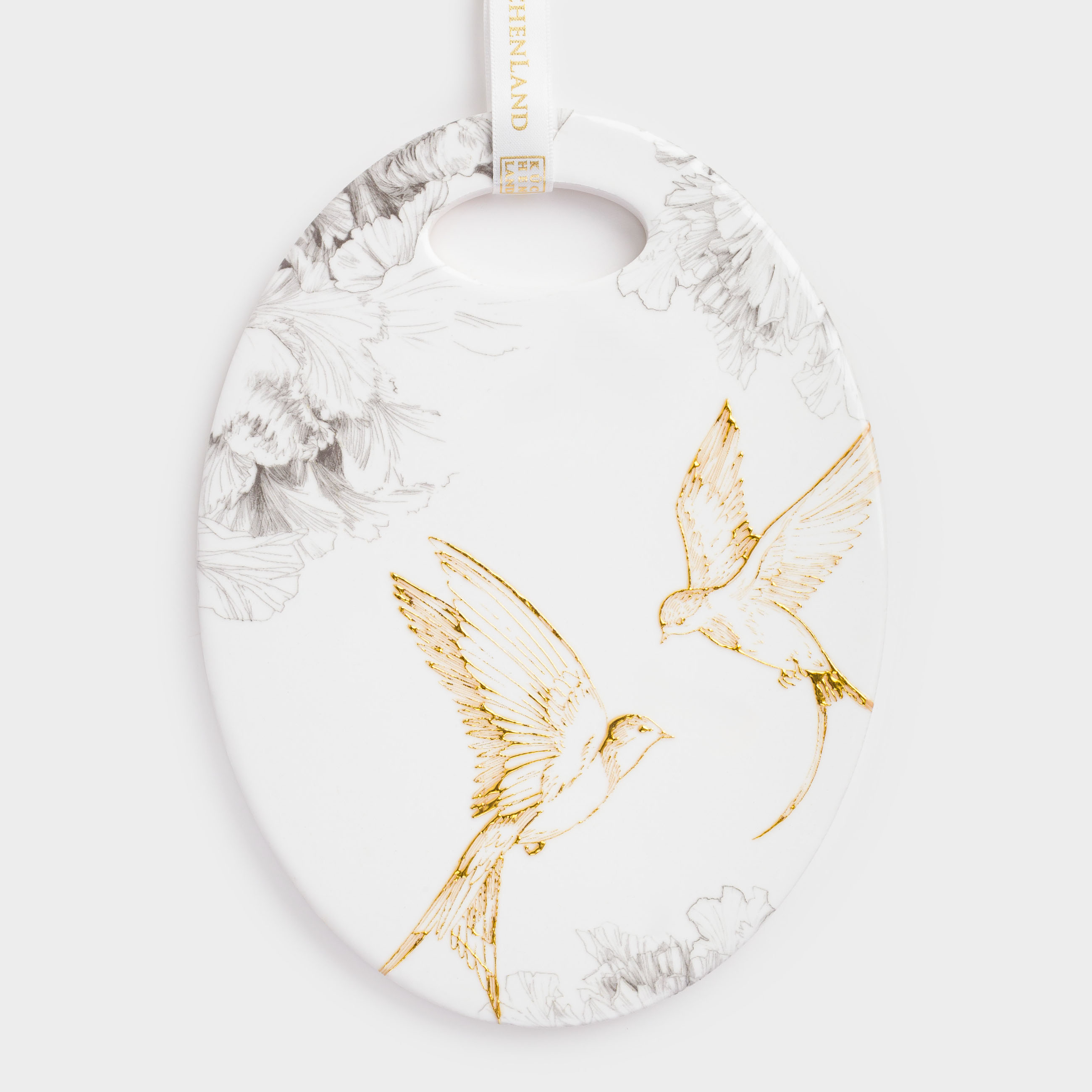 Подставка под горячее 15x20 см керамикапробка овальная белая Ласточки Paradise garden 699₽