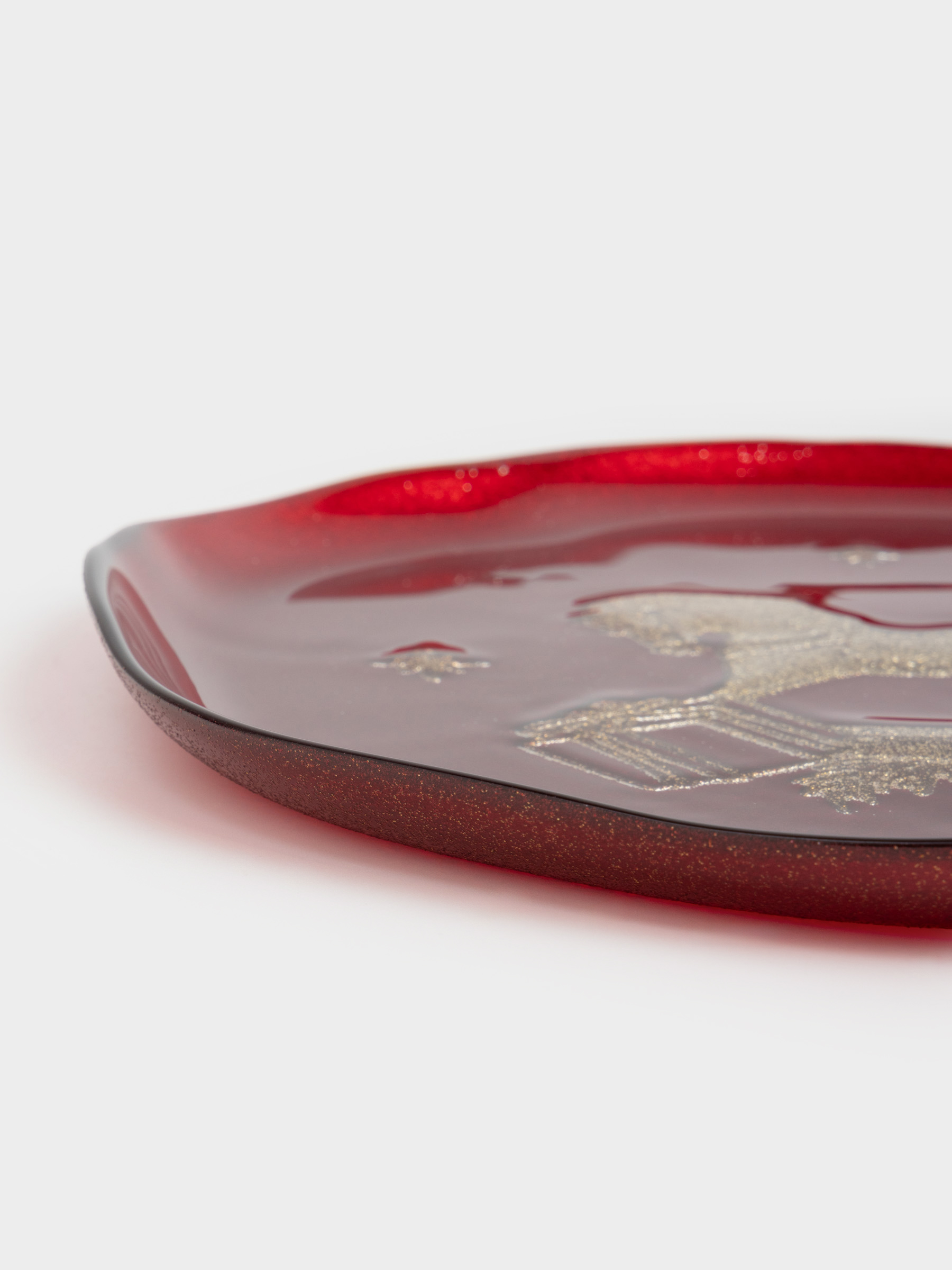 Блюдо, 28х2 см, стекло, бордовое, Лошадка, Brumal, image-4