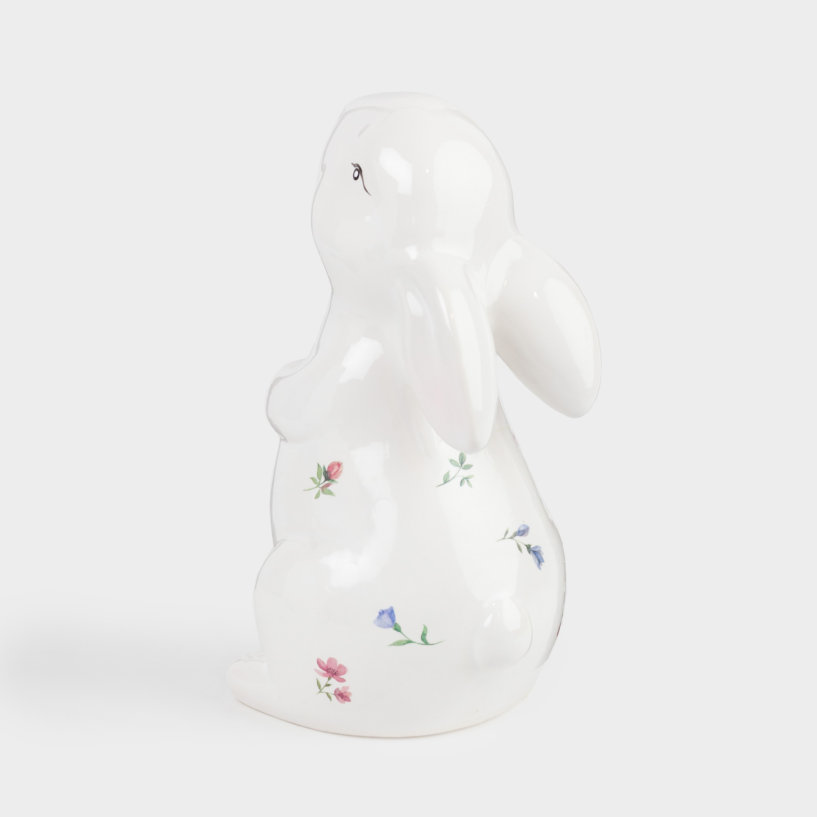 Статуэтка, 16 см, керамика, белая, Кролик с цветами, El flora, image-1