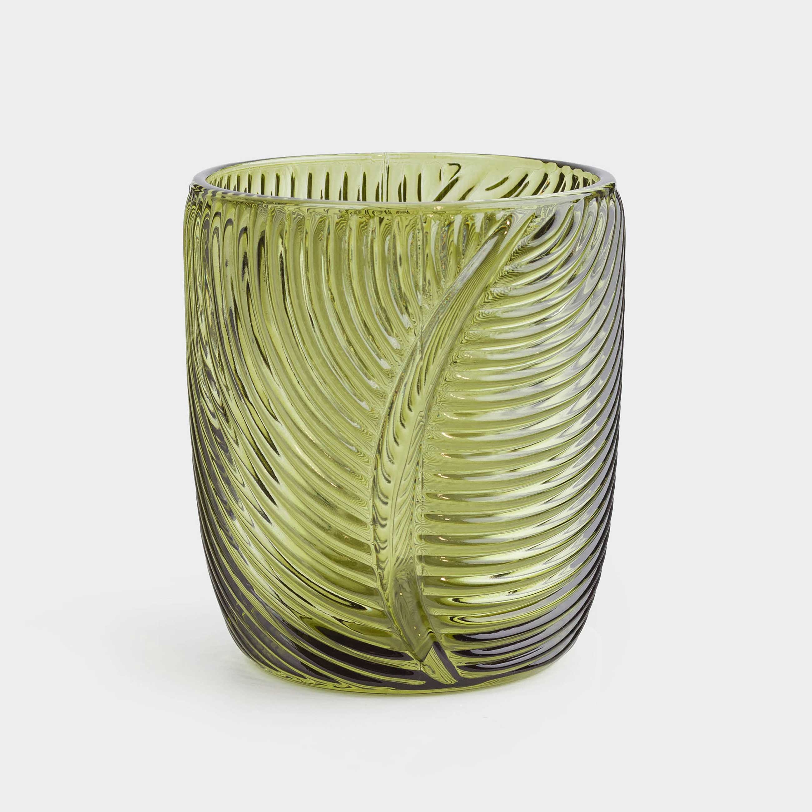 Стакан, 10 см, 310 мл, стекло Р, зеленый, Тропические листья, Tropical leaves