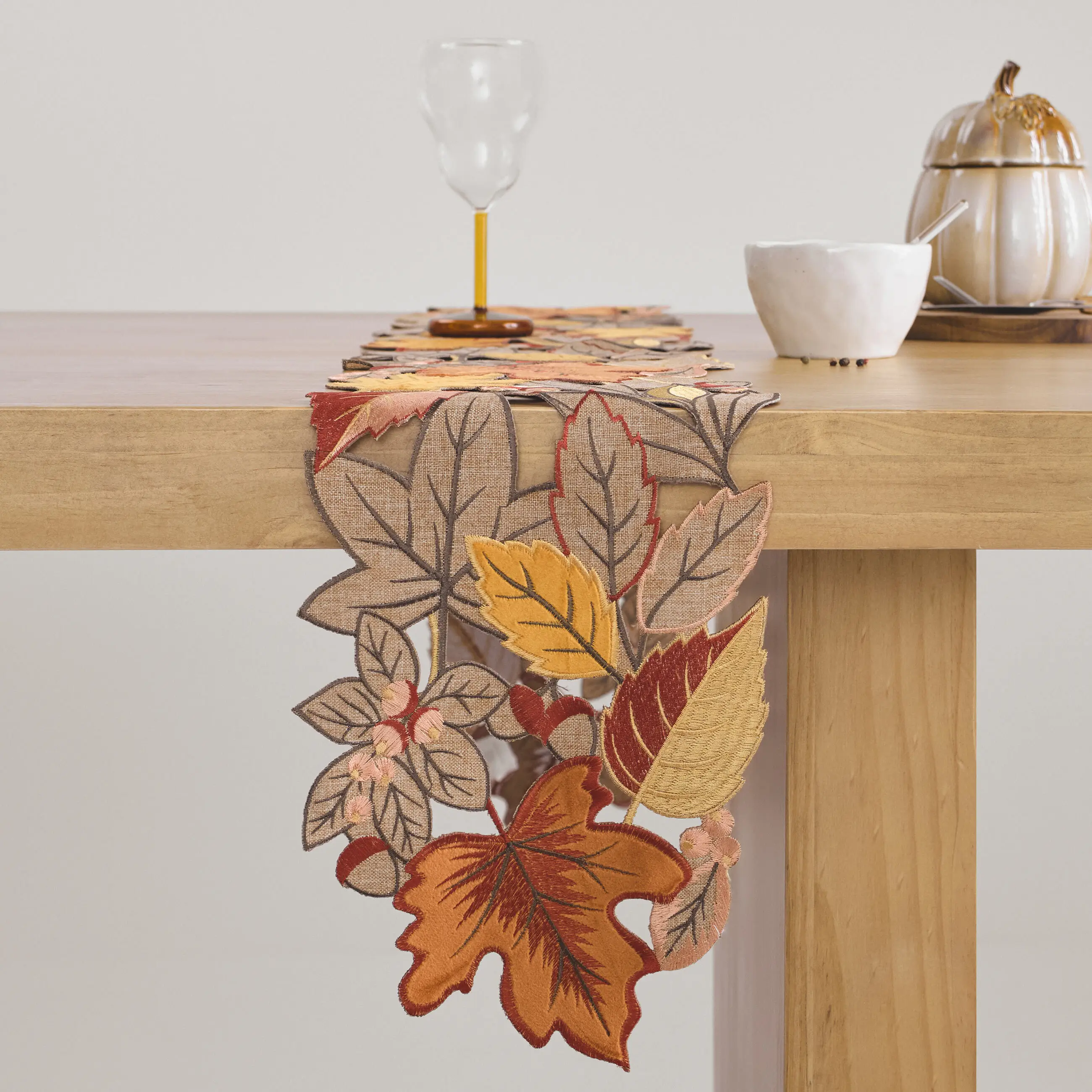 Дорожка настольная, 20х160 см, полиэстер, песочная, Осенние листья, Autumn leaf