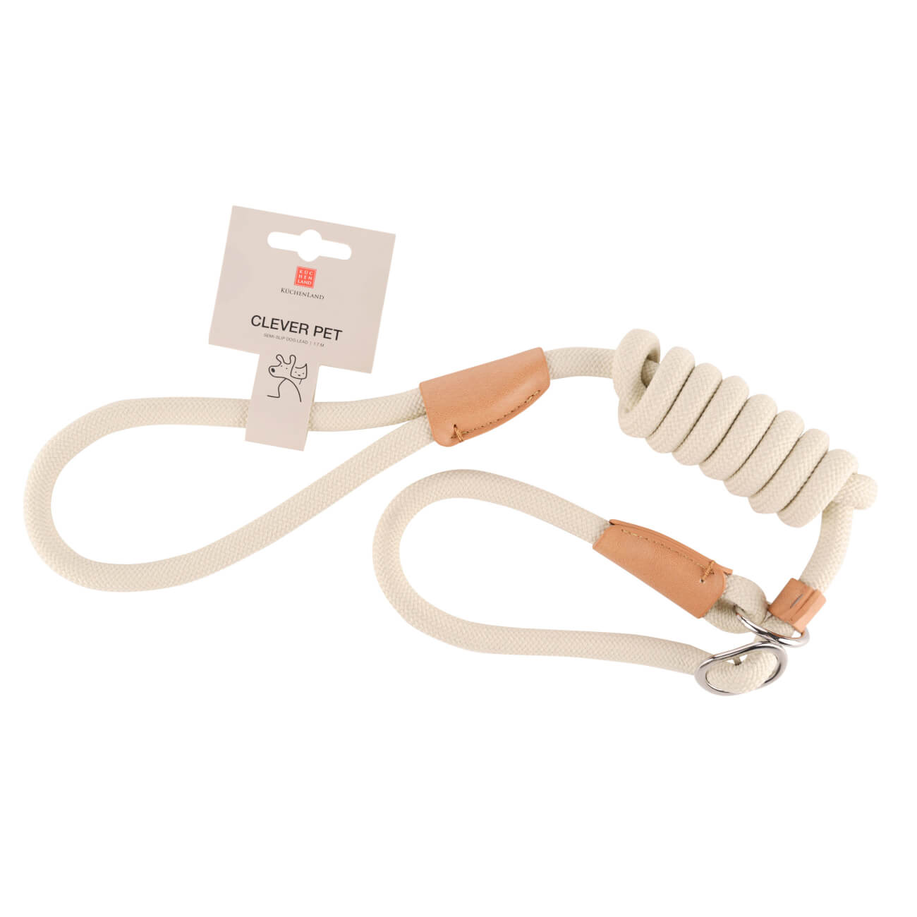 Поводок-полуудавка для собак, 1,7 м, пластик эко, бежевый, Clever pet flamingo leash stian поводок для собак орнамент