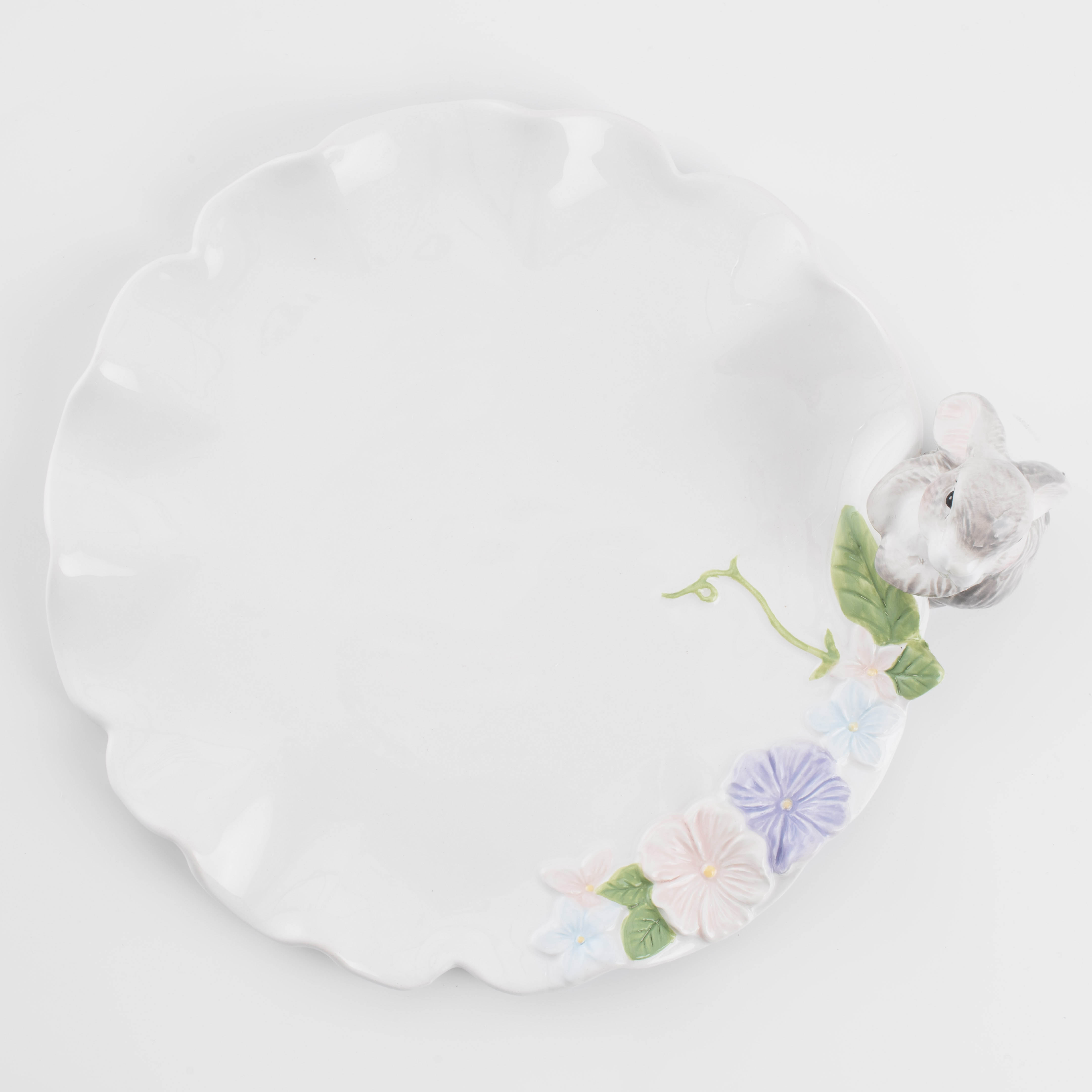 Блюдо, 24 см, керамика, белое, Кролик и цветы, Pure easter изображение № 3
