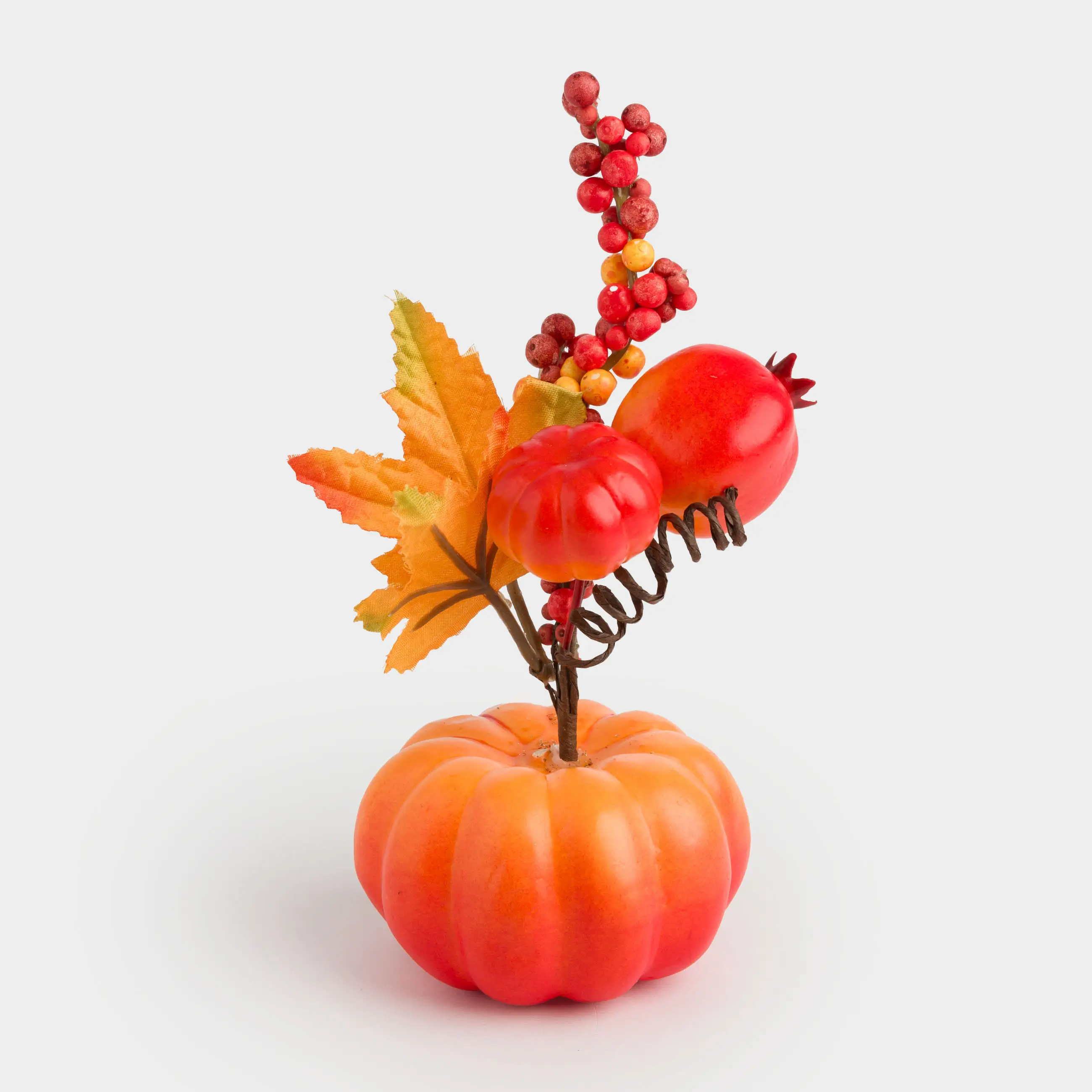 Композиция декоративная, 15 см, пенопласт, Кленовые листья в оранжевой тыкве, Forest symphony decor