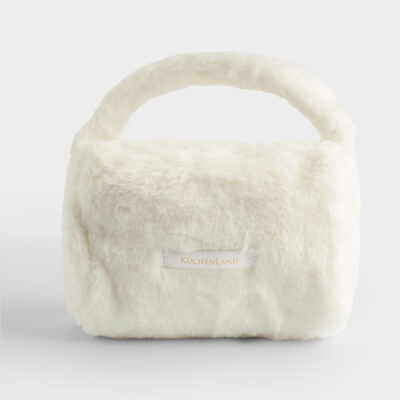 Косметичка, 19х21 см, с ручкой, полиэстер, молочная, Beauty plush ,image-0