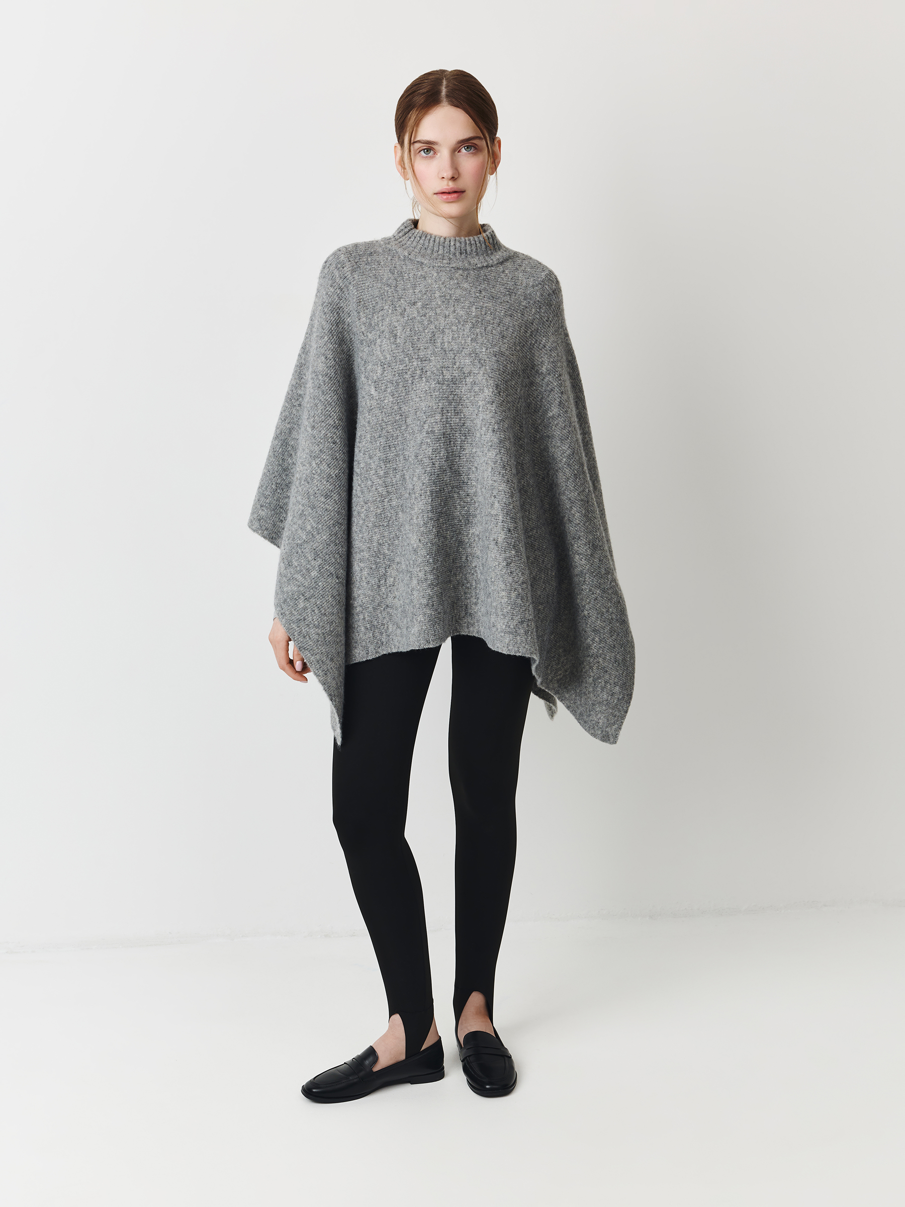 Пончо, 118х61 см, полиэстер/шерсть, серое, Poncho, image-1