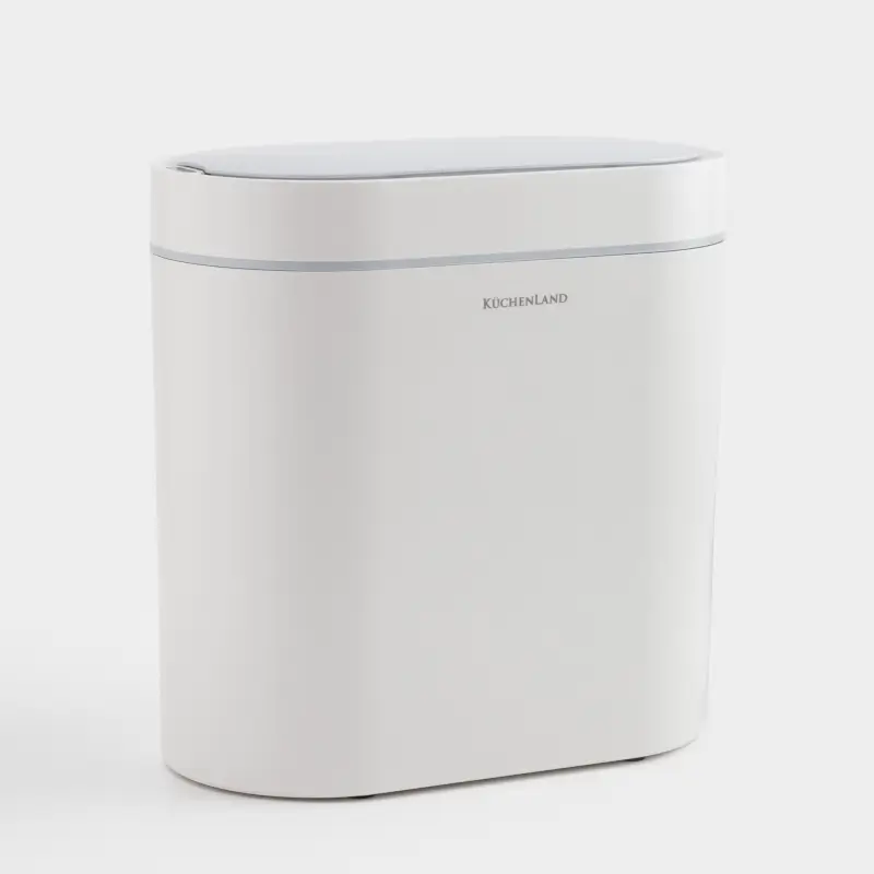 Ведро для мусора, 5 л, сенсорное, пластик, овальное/узкое, бело-серое, Sensor bin ,image-0
