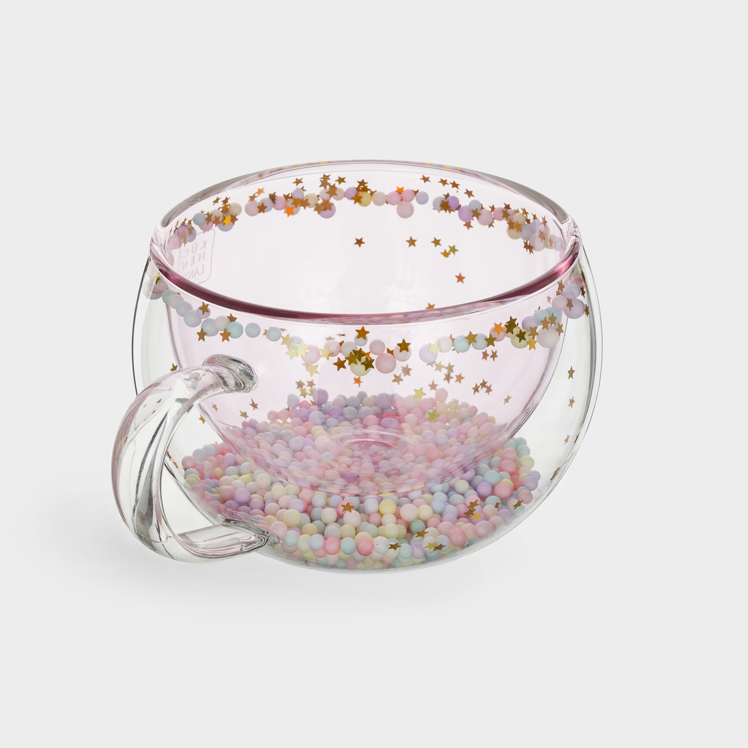 Кружка, 270 мл, с шариками, стекло Б, розовая, Звезды, Air sparkly, image-1
