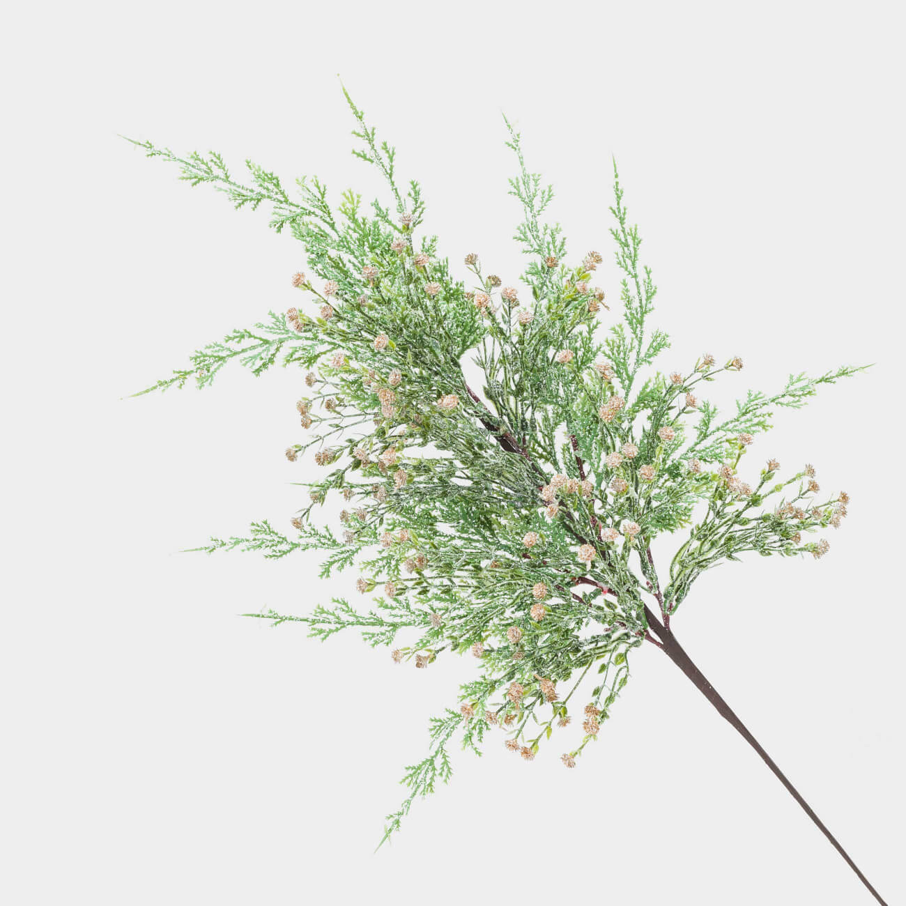 Ветка декоративная, 68 см, пластик, Хвоя с золотистыми цветами, Conifer decor, image-0