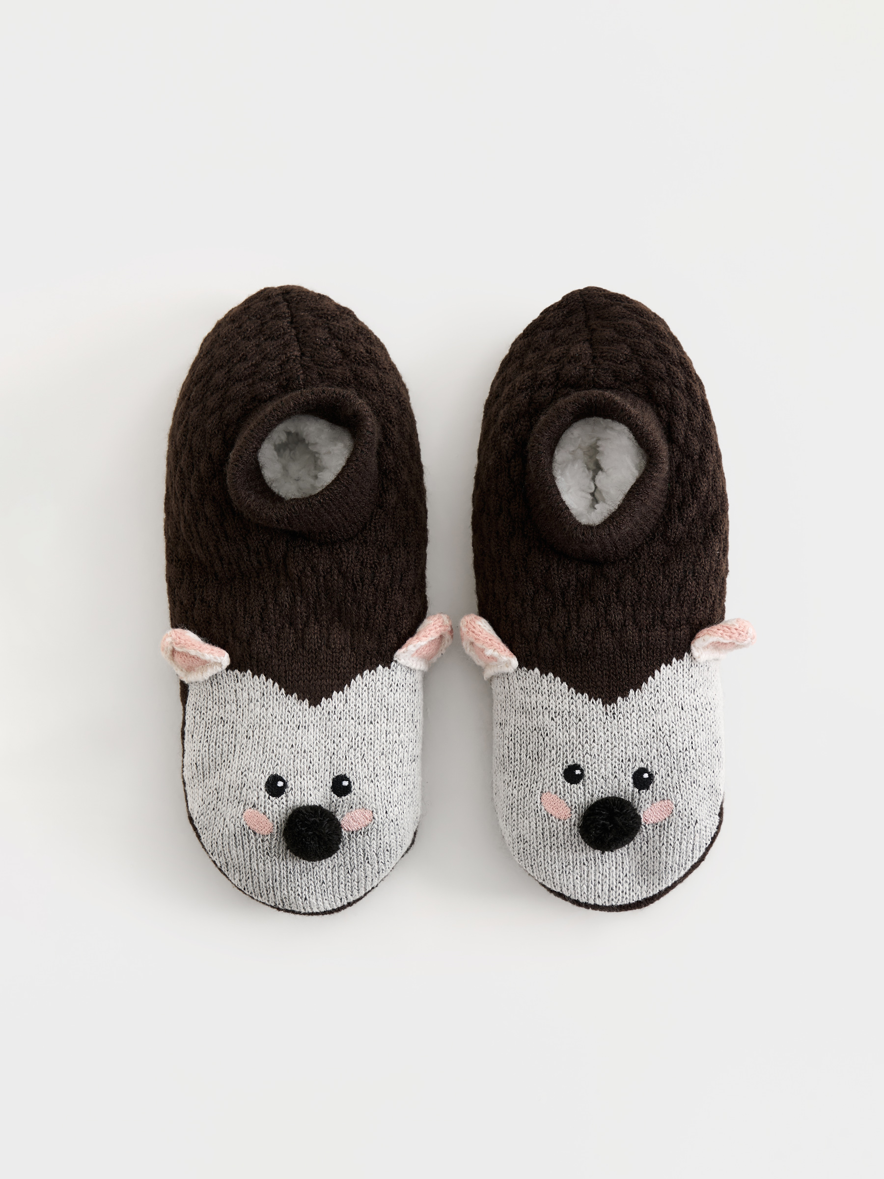 Носки женские, домашние, р. 36-38, акрил/шерпа, коричневые, Еж, Funny warm, image-0