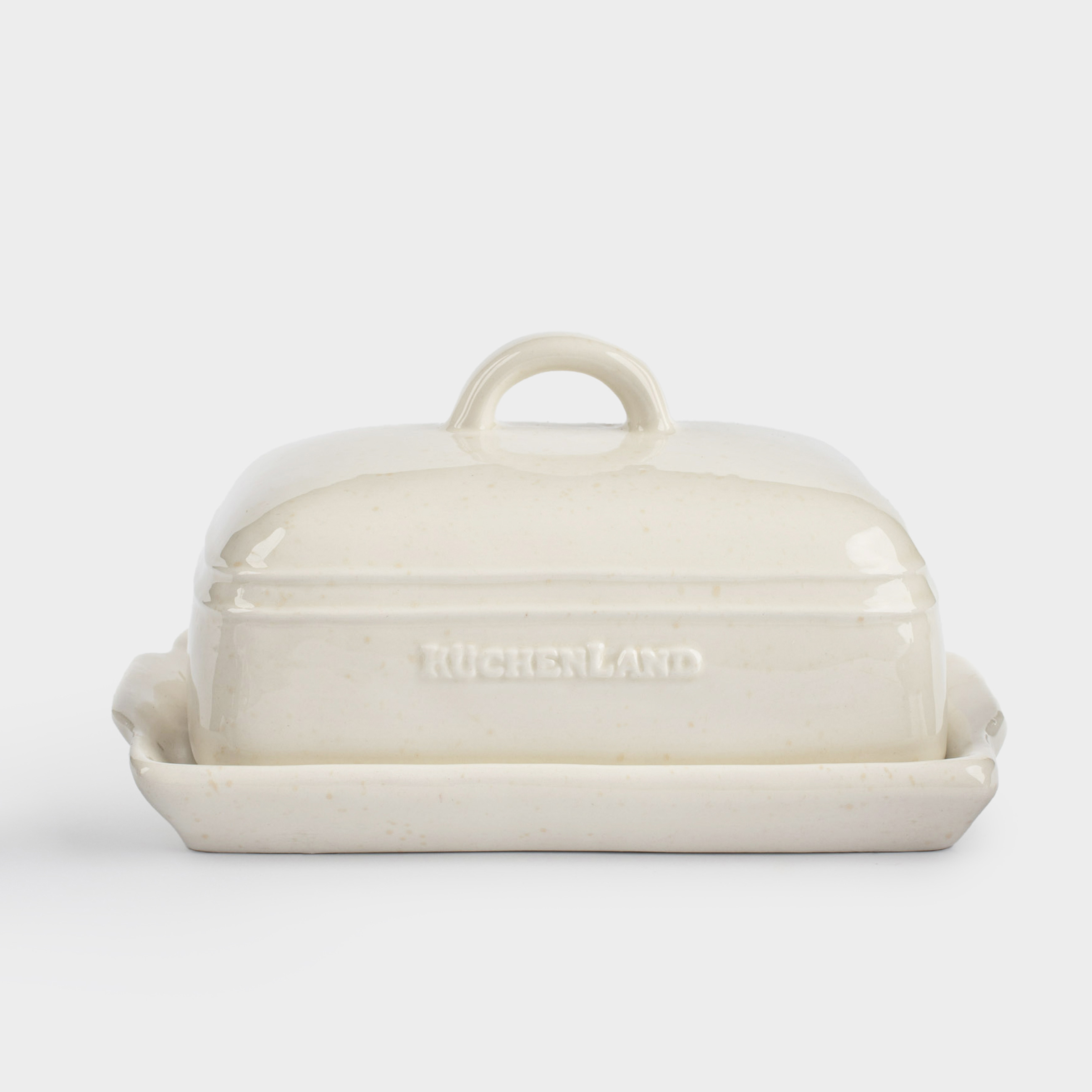 Масленка 18 см керамика прямоугольная молочно-бежевая в крапинку Ceramo speckled 1390₽