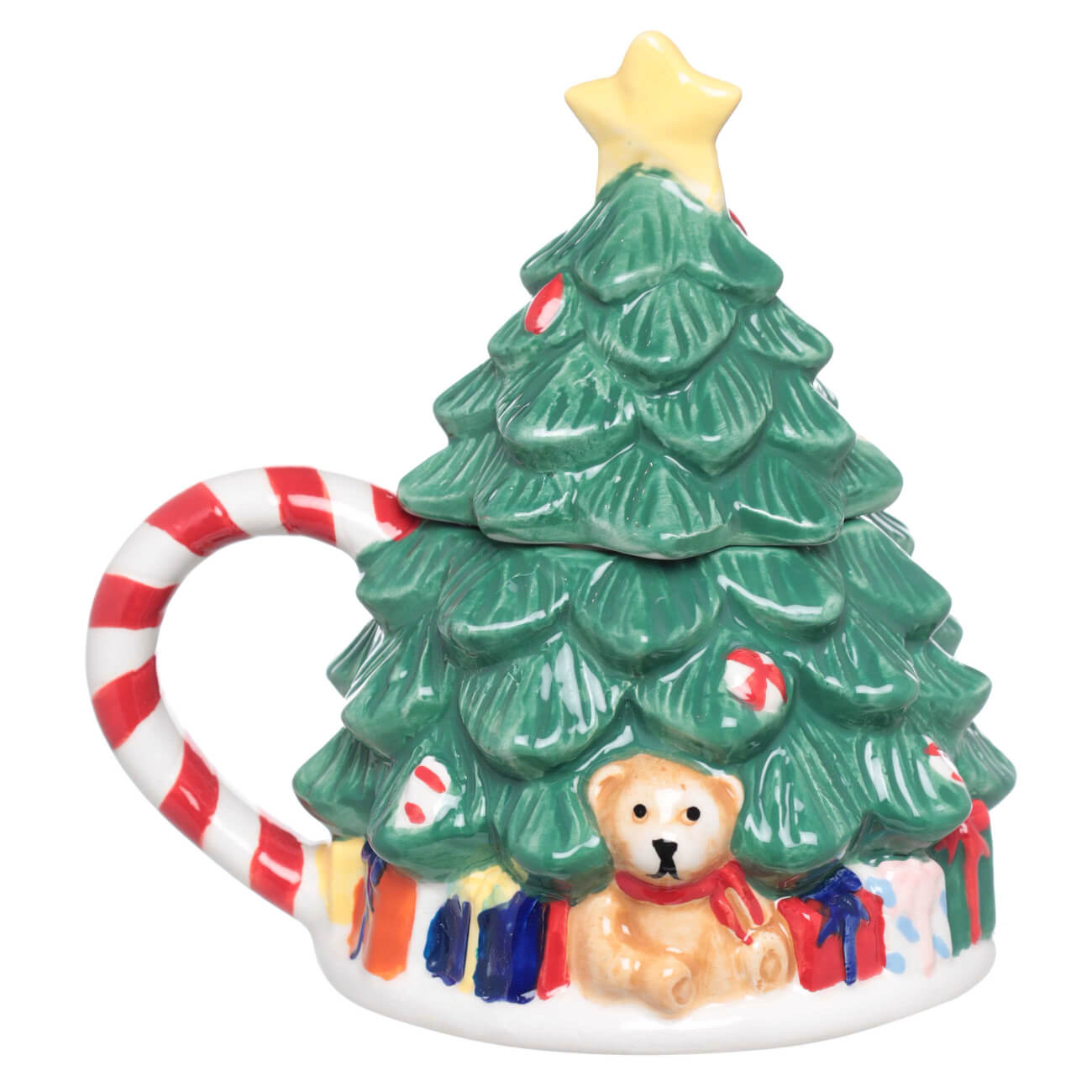 

Кружка, 400 мл, с крышкой, керамика, Мишка под елкой, Christmas classic