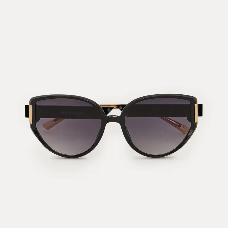 Очки солнцезащитные, металл/пластик, овальные, золотисто-черные, Eyewear