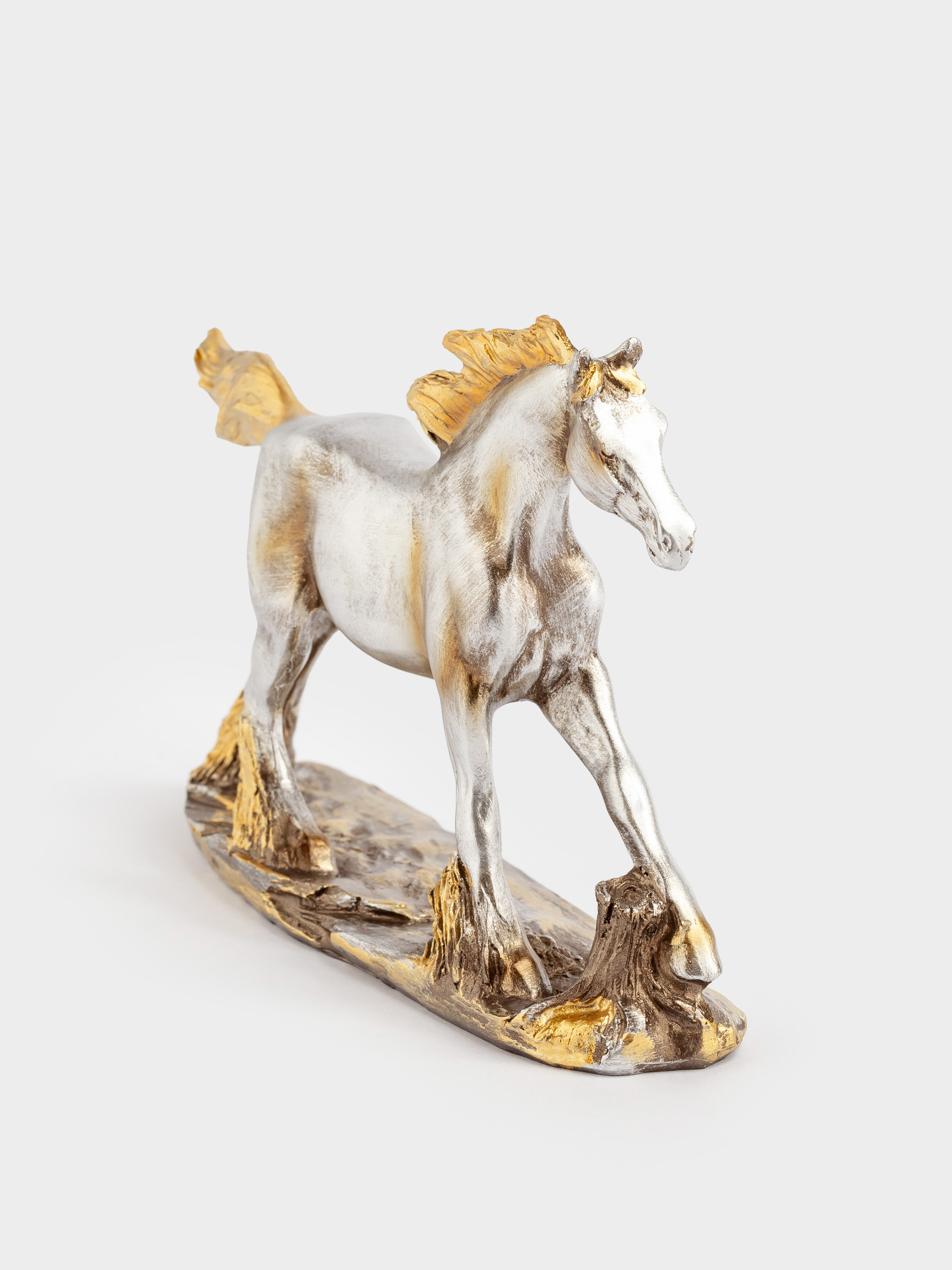 Статуэтка, 18x12 см, полирезин, серебристо-золотистая, Лошадь, Horse gold, image-2