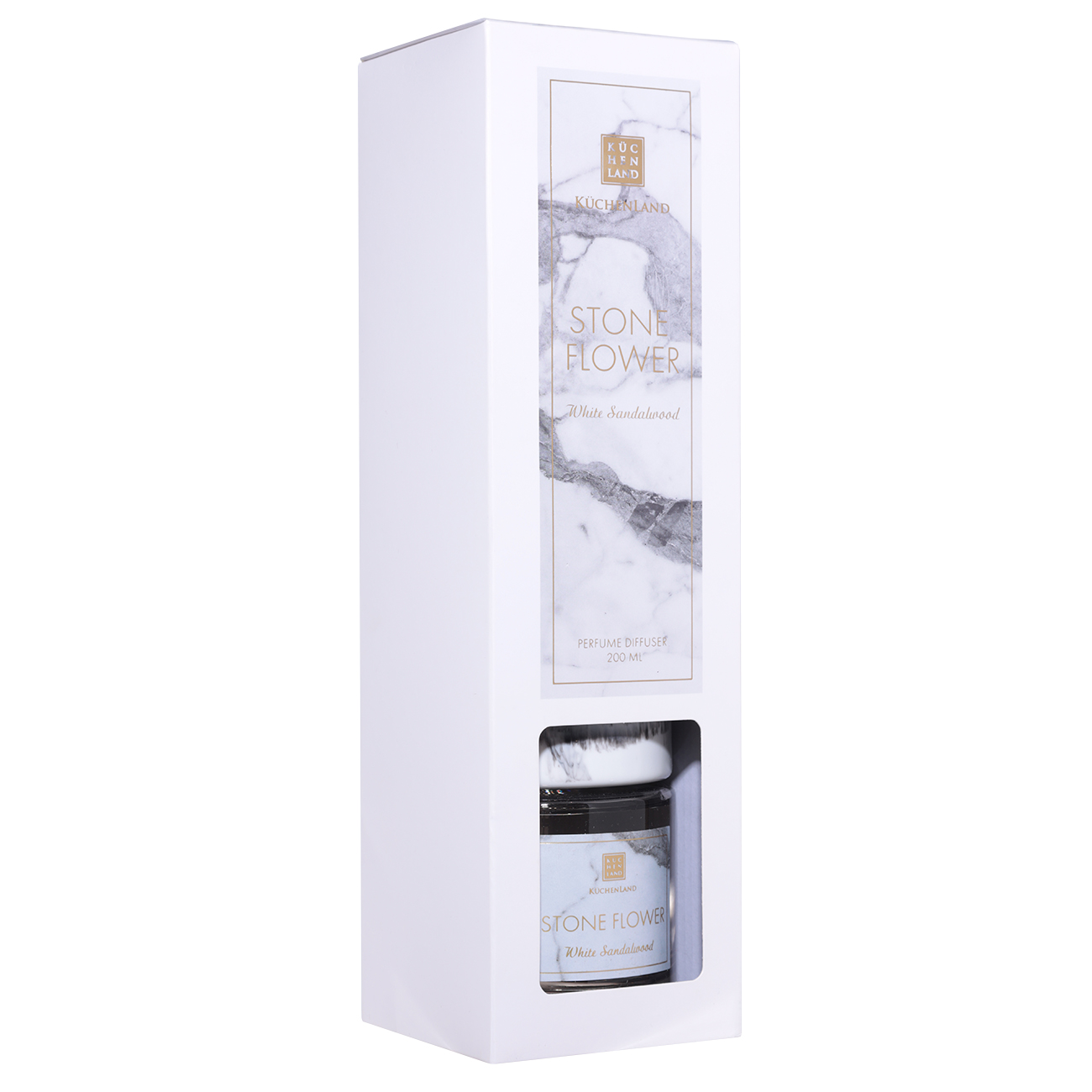 Ароматический диффузор, 200 мл, Белый мрамор, White Sandalwood, Stone flower, image-1