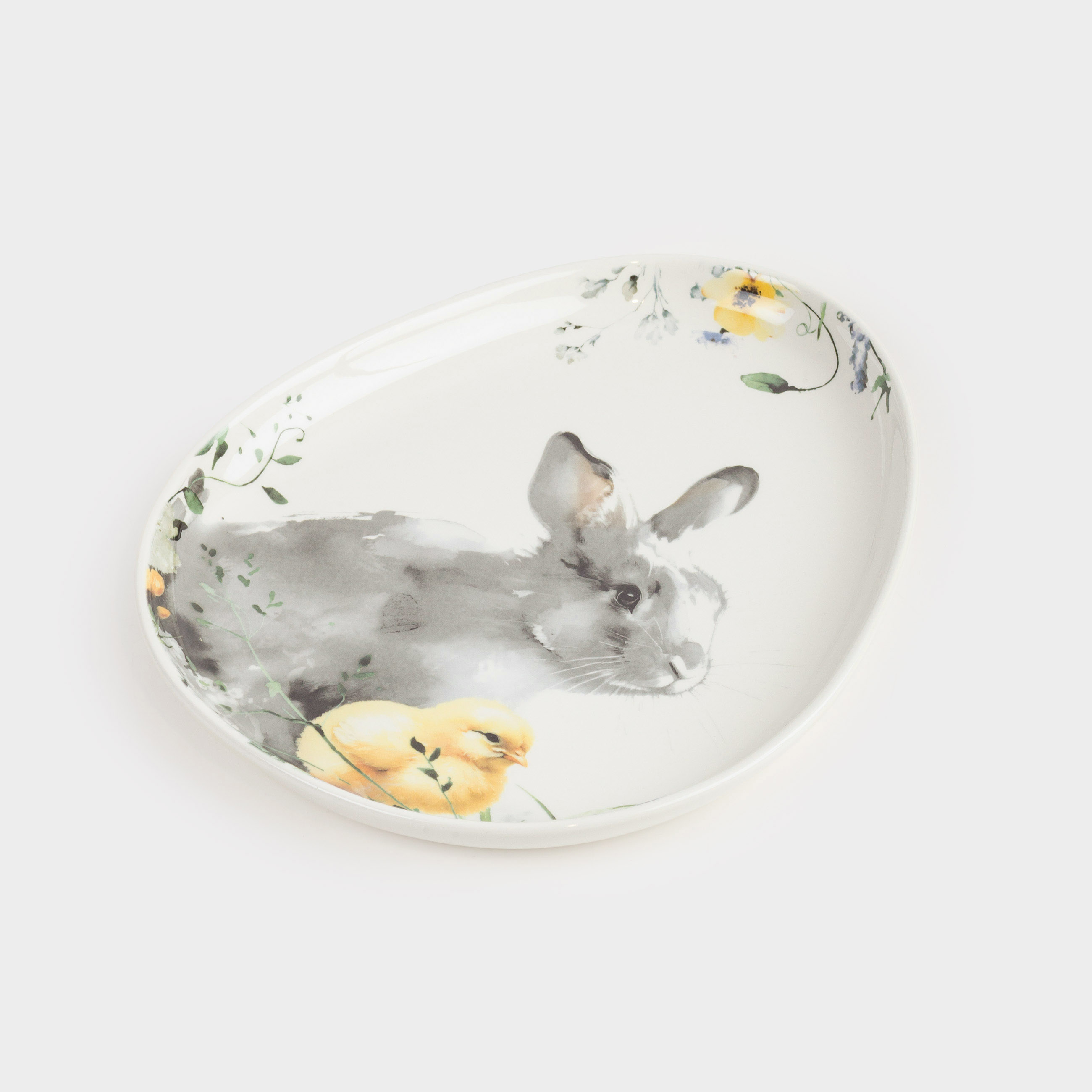 Блюдо, 25х20 см, керамика, белое, Яйцо, Кролик и цыпленок, Easter, image-4