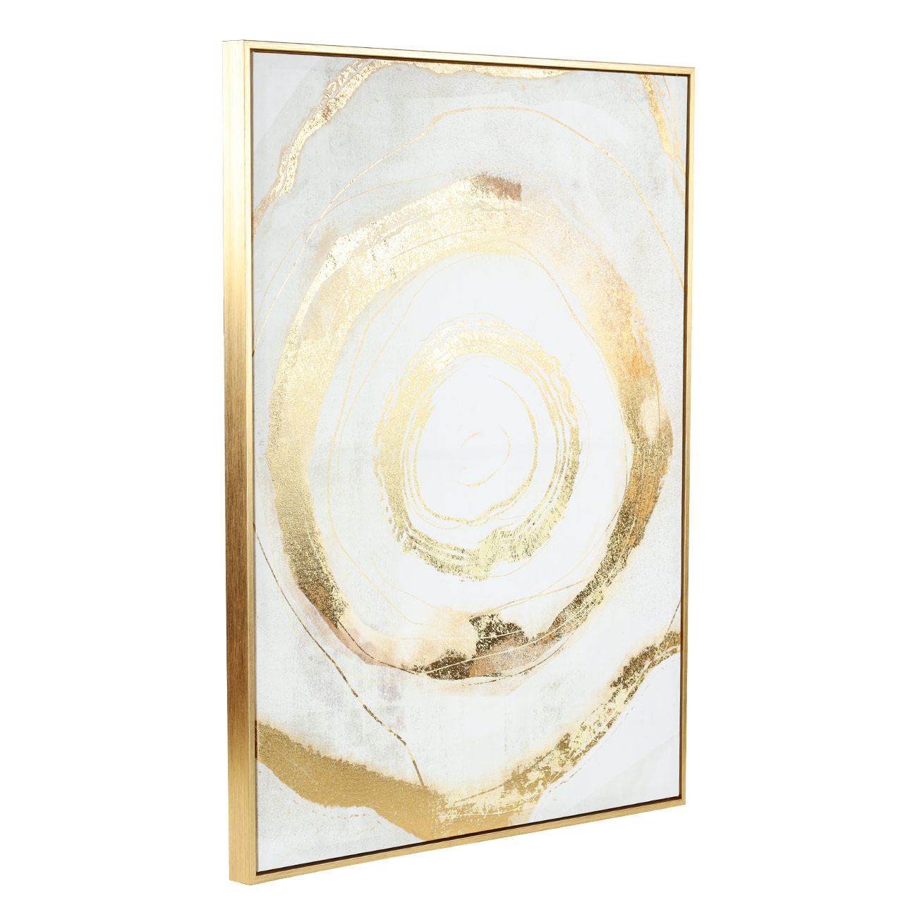 Картина в раме, 75х100 см, холст/фольга, золотисто-бежевая, Круги, Abstract изображение № 2
