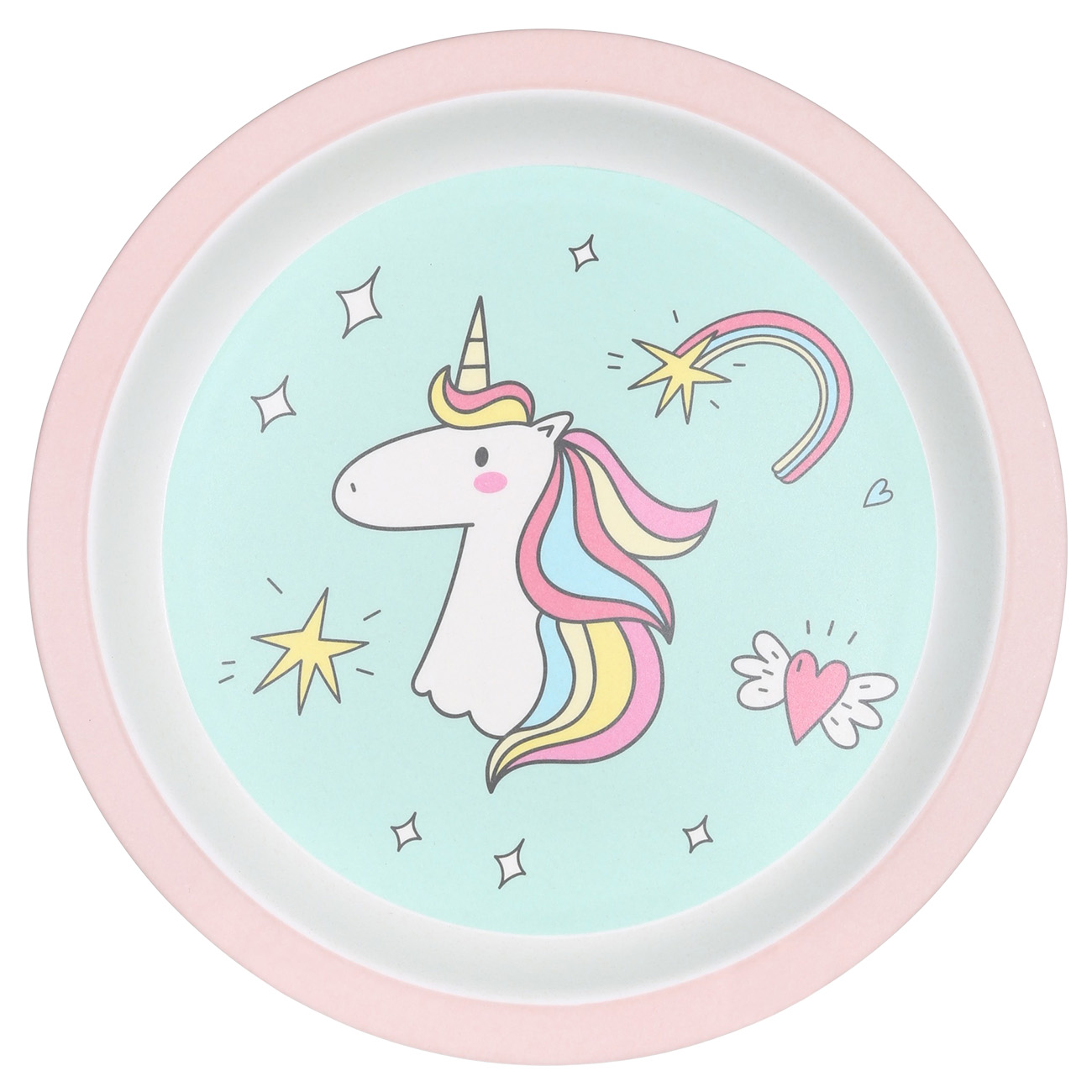 Набор посуды, детский, 5 пр, бамбук, розово-мятный, Единорог, Unicorn изображение № 4
