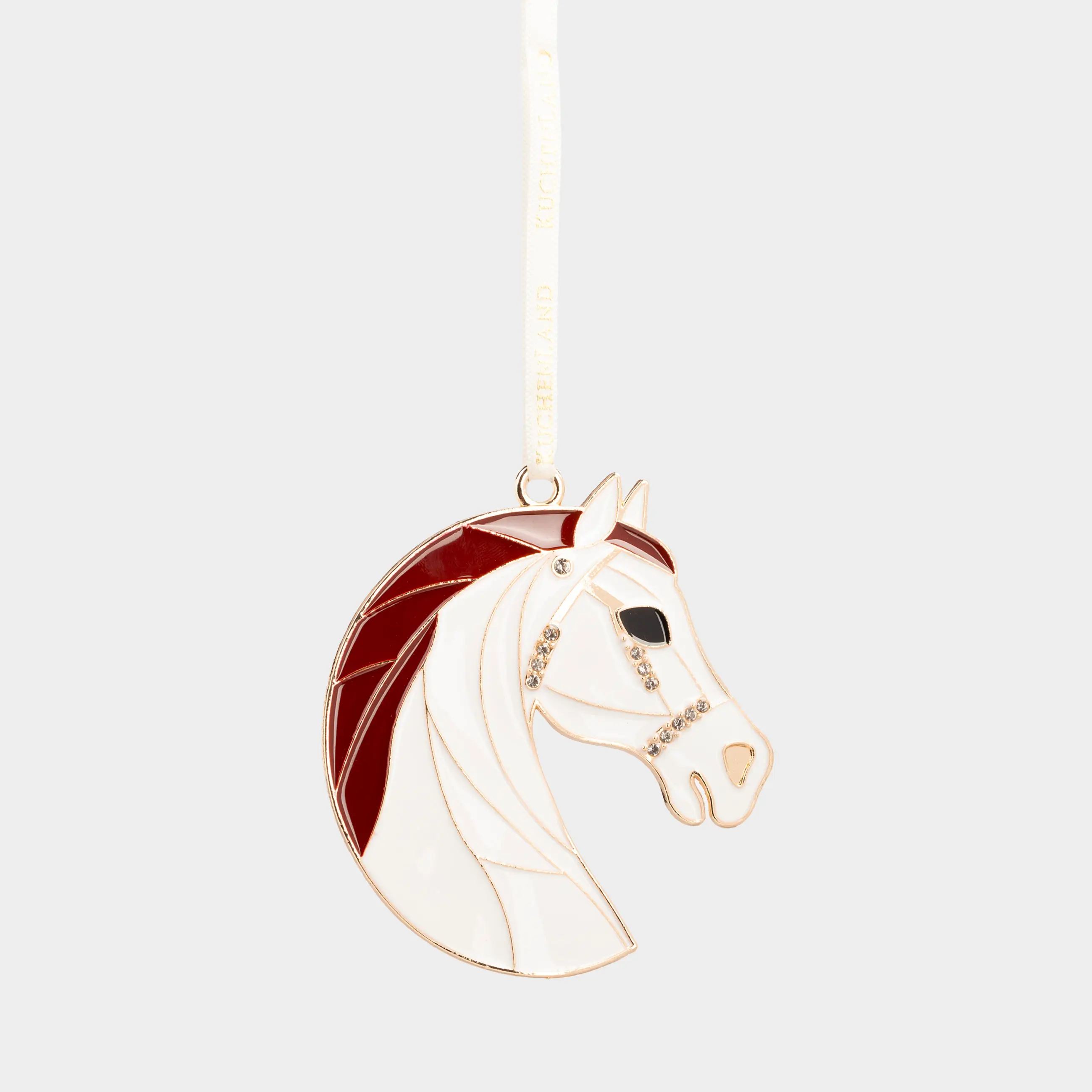 Игрушка елочная, 8 см, металл, молочно-красная, Лошадь, Figure horse