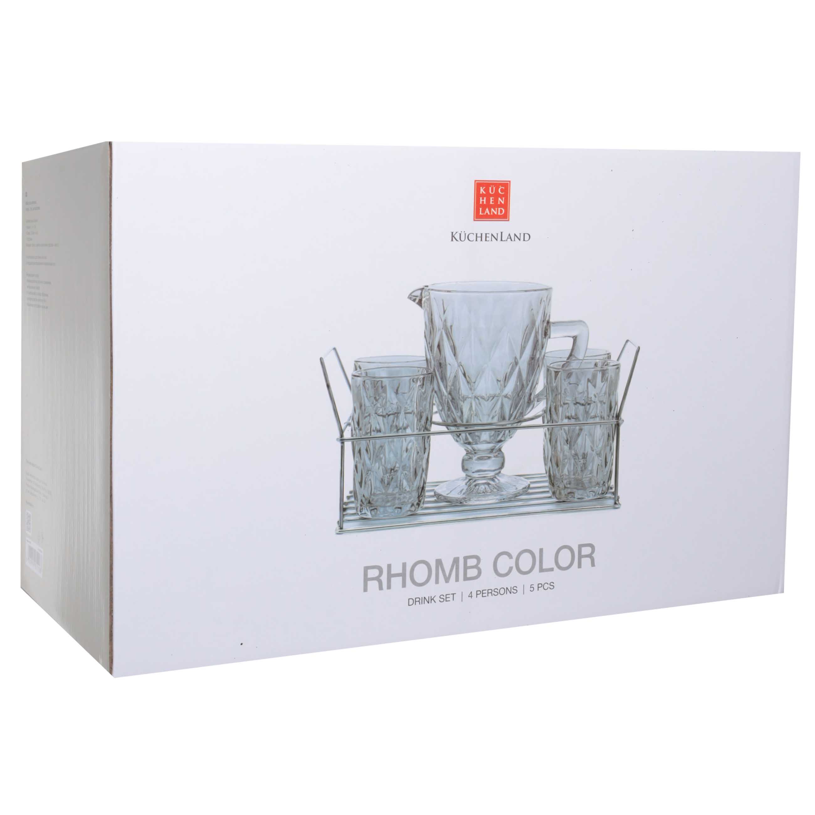Набор для напитков, 4 перс, 5 пр, на подставке, стекло Р/металл, серый, Rhomb color изображение № 6