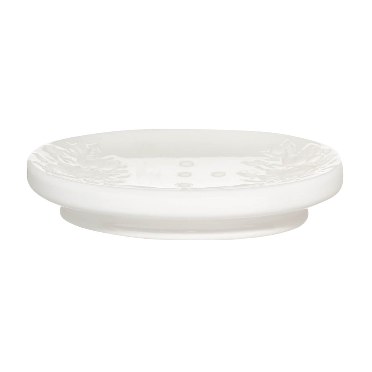 

Kuchenland Мыльница, 14х9 см, керамика, овальная, белая, Shower Lotus