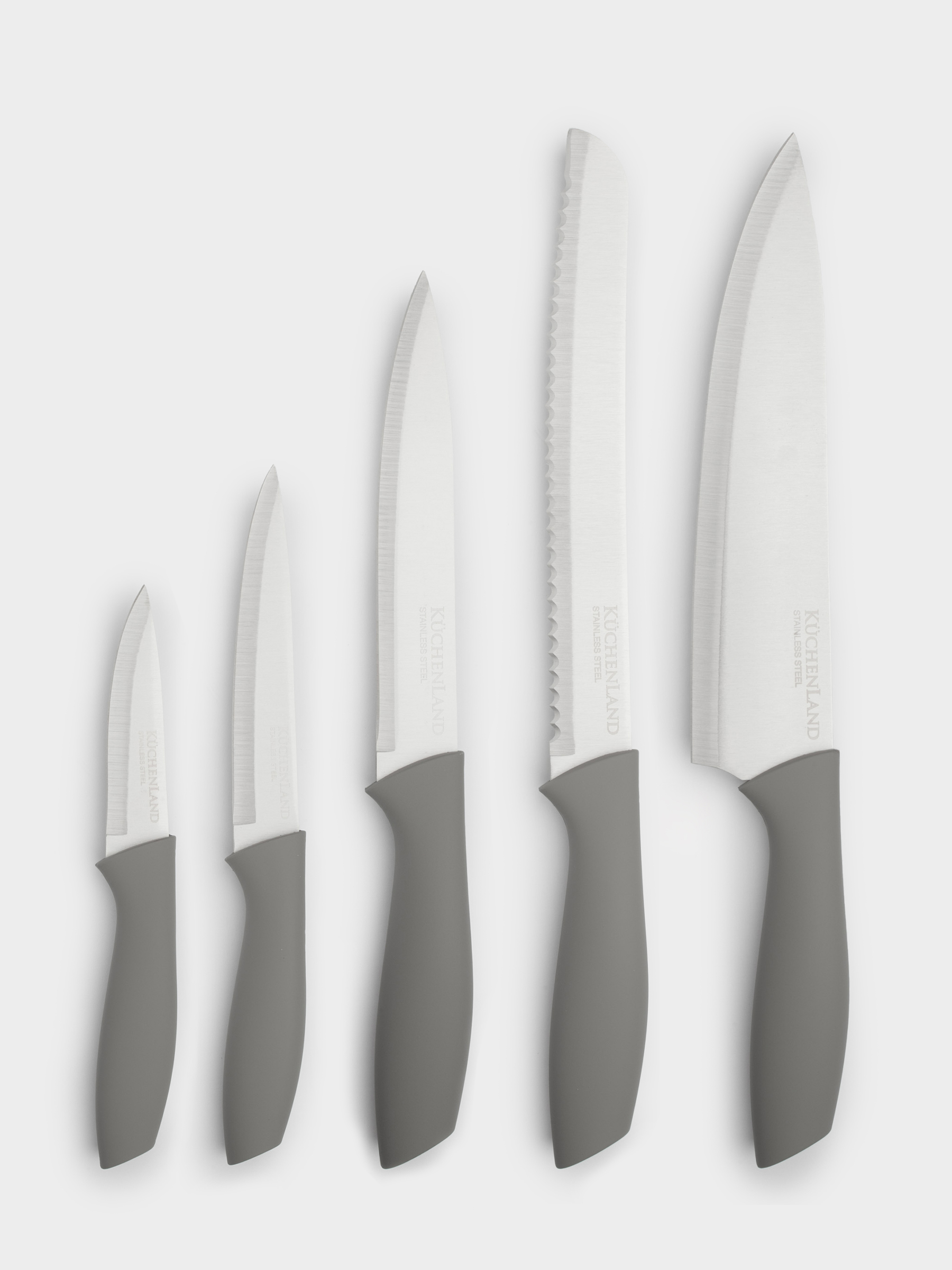 Набор ножей, 5 пр, в подставке, сталь/пластик, серый, Grey steel, image-3