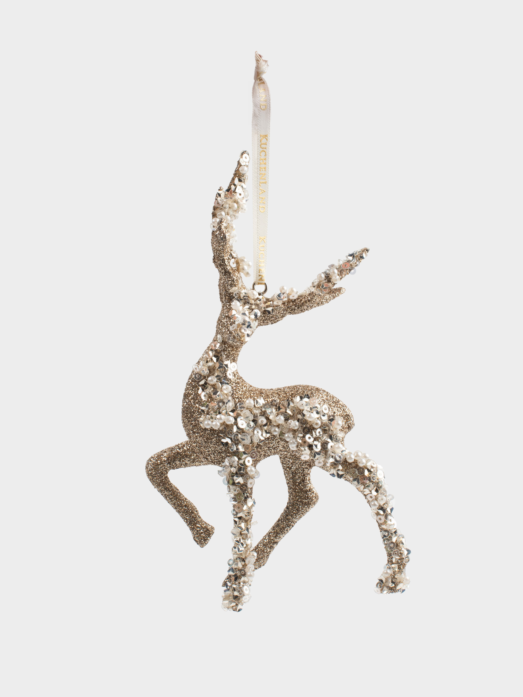 Игрушка елочная, 15 см, пенопласт/пластик, золотистая, Олень, Figure sparkle, image-3