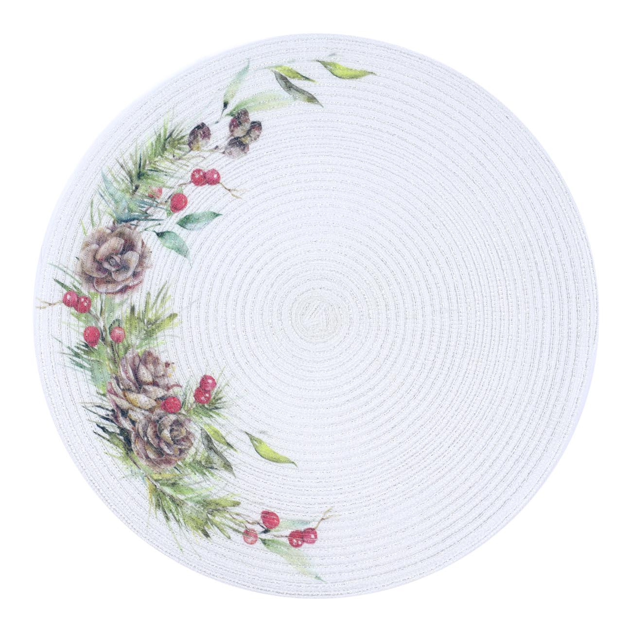 

Салфетка под приборы, 38 см, полиэстер, круглая, бежевая, Шишки, Rotary print