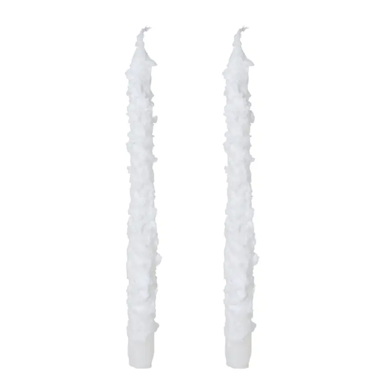 Свеча, 25 см, 2 шт, тонкая, белая, Застывший снег, Snowy candle ,image-0