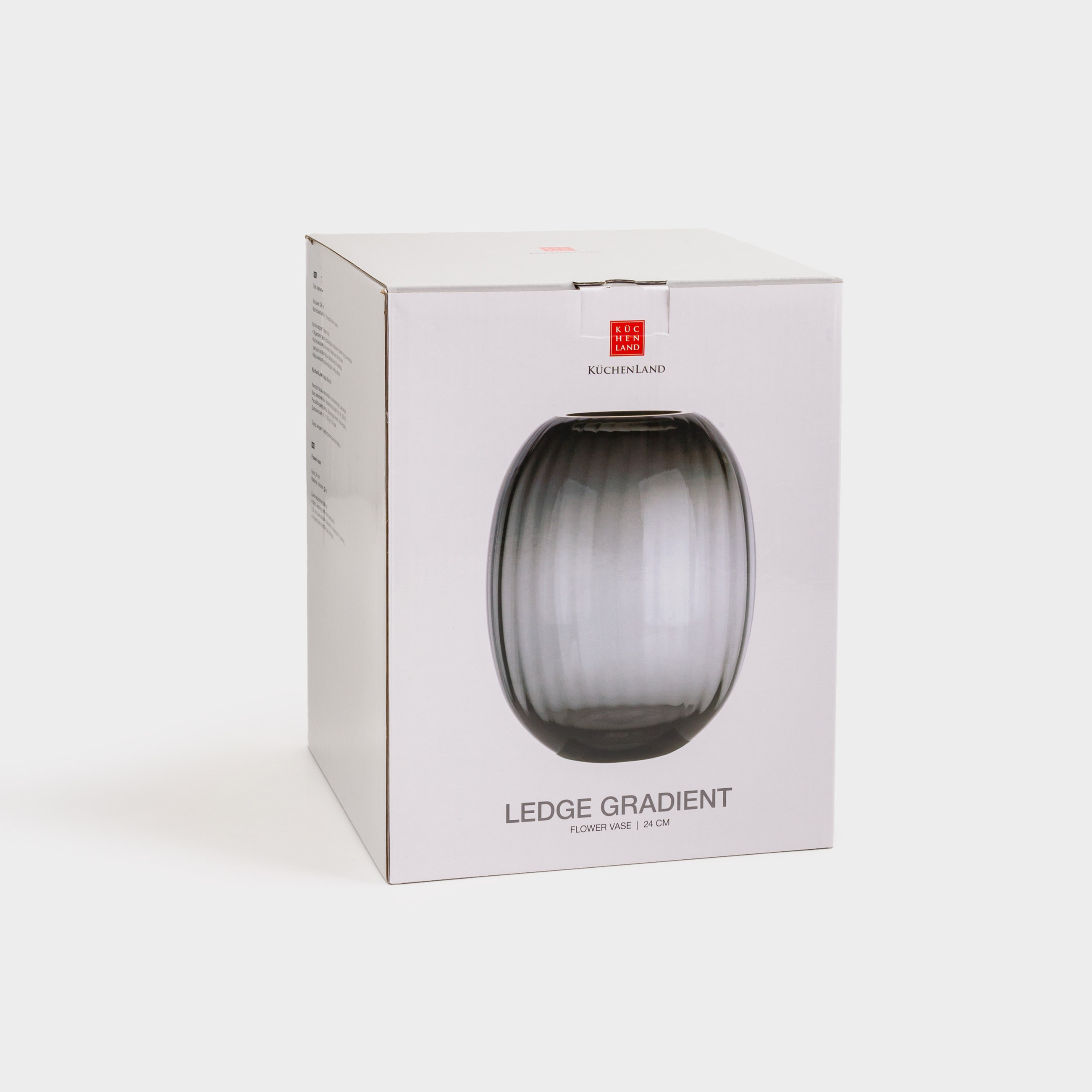 Ваза для цветов, 24 см, стекло, серый градиент, Ledge gradient, image-4