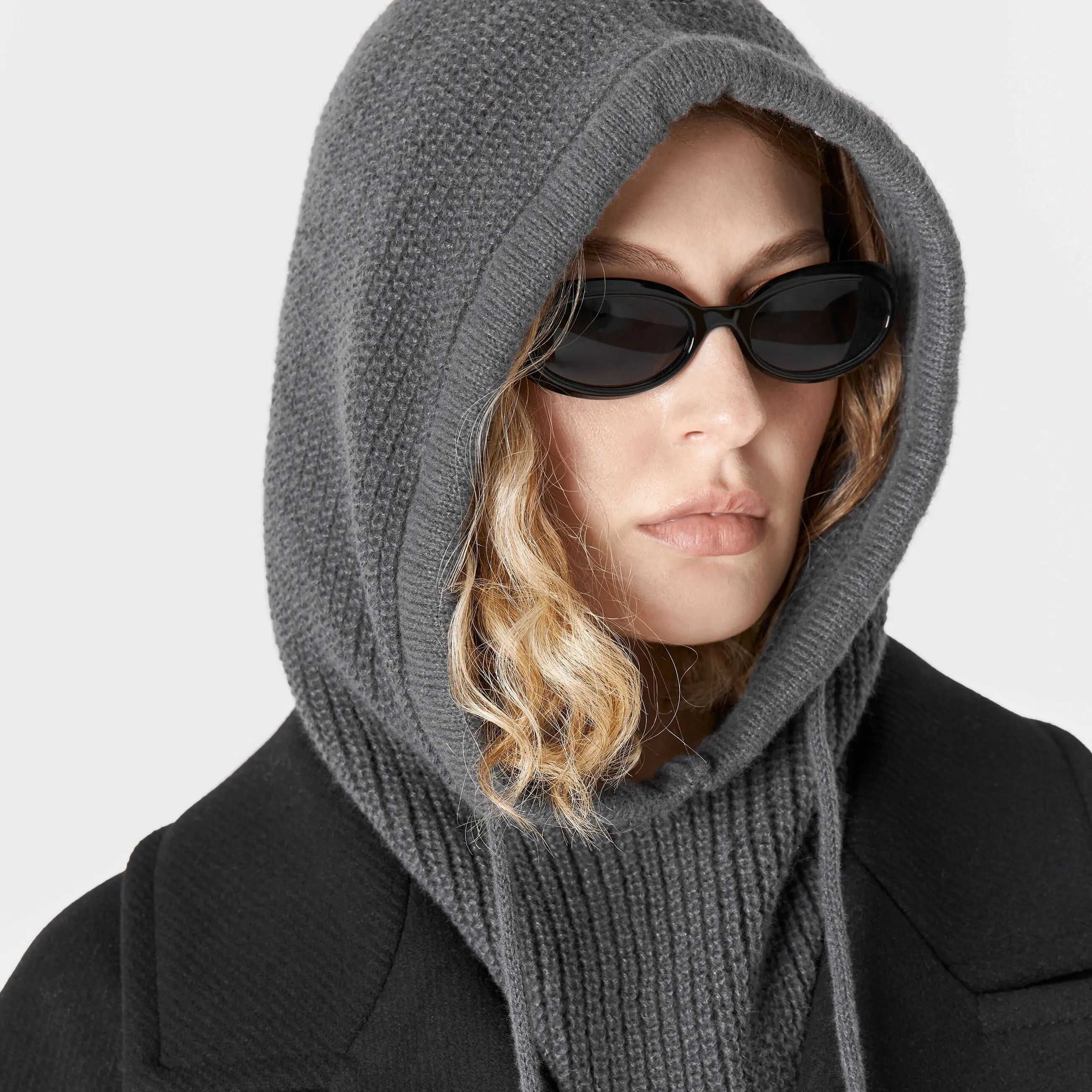 Капор женский, единый размер, в рубчик, полиэстер, темно-серый, Kapor