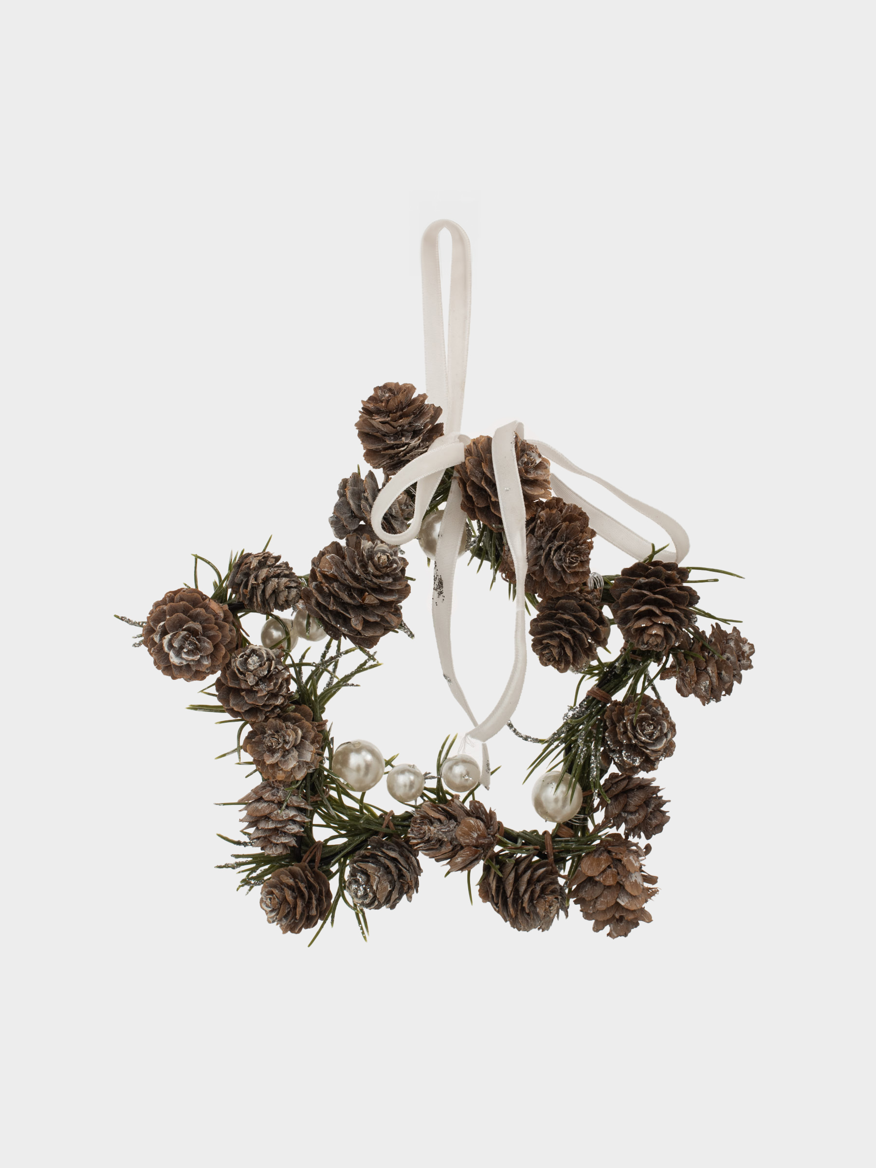 Венок декоративный, 9/18 см, пластик/металл, Шишки с бусинами, Conifer delice, image-0