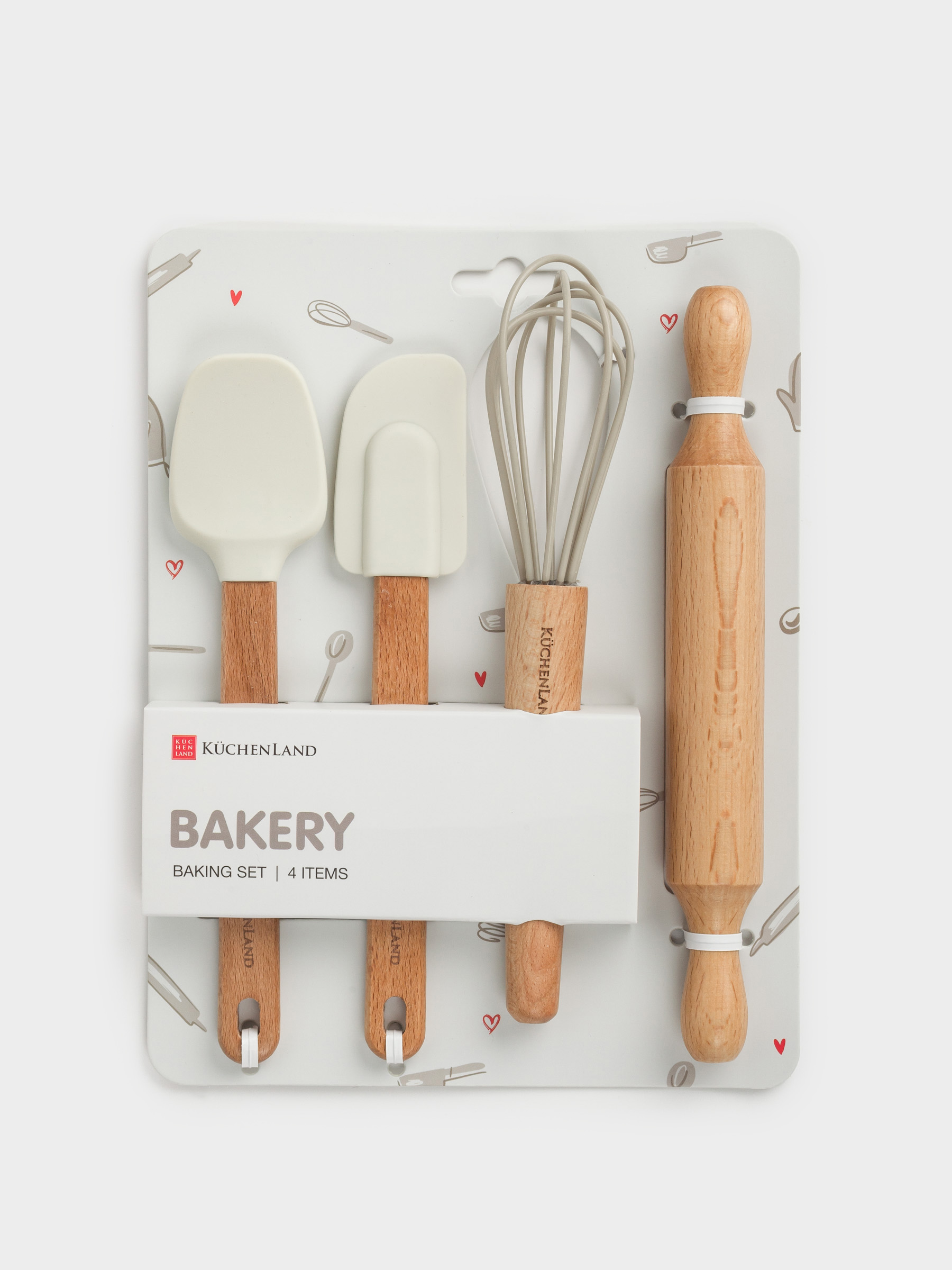Набор для выпечки, 4 пр, ложка/лопатка/венчик/скалка, силикон/дерево, Bakery, image-3