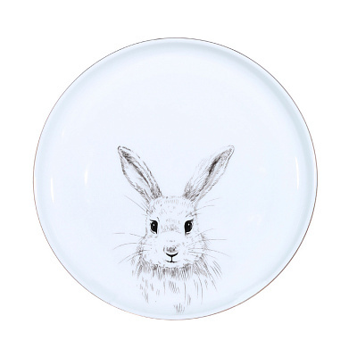 Тарелка десертная, 20 см, фарфор F, белая, Кролик, Easter gold