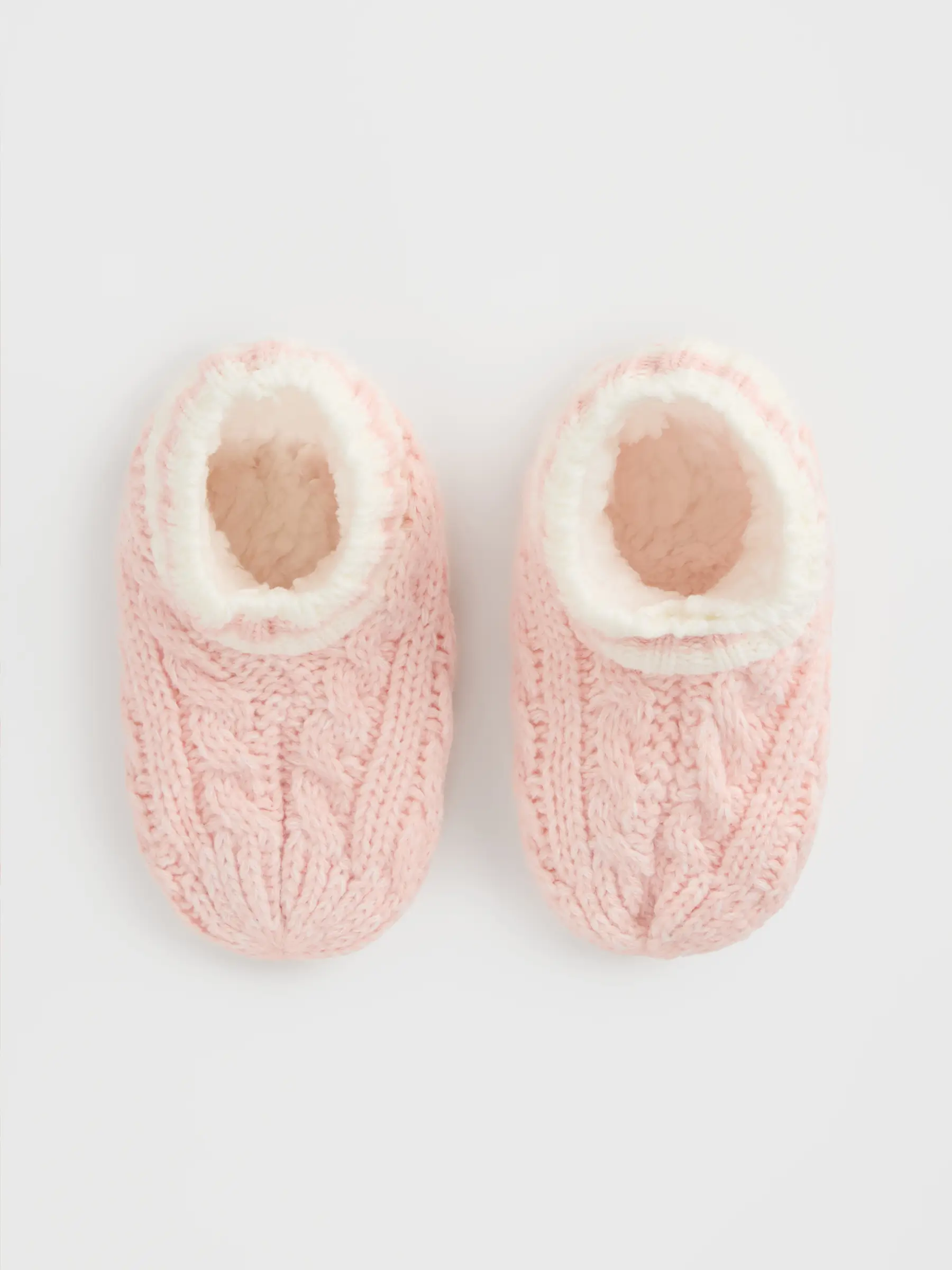Носки детские, домашние, акрил/шерпа, розовые, Косы, Knitted soft