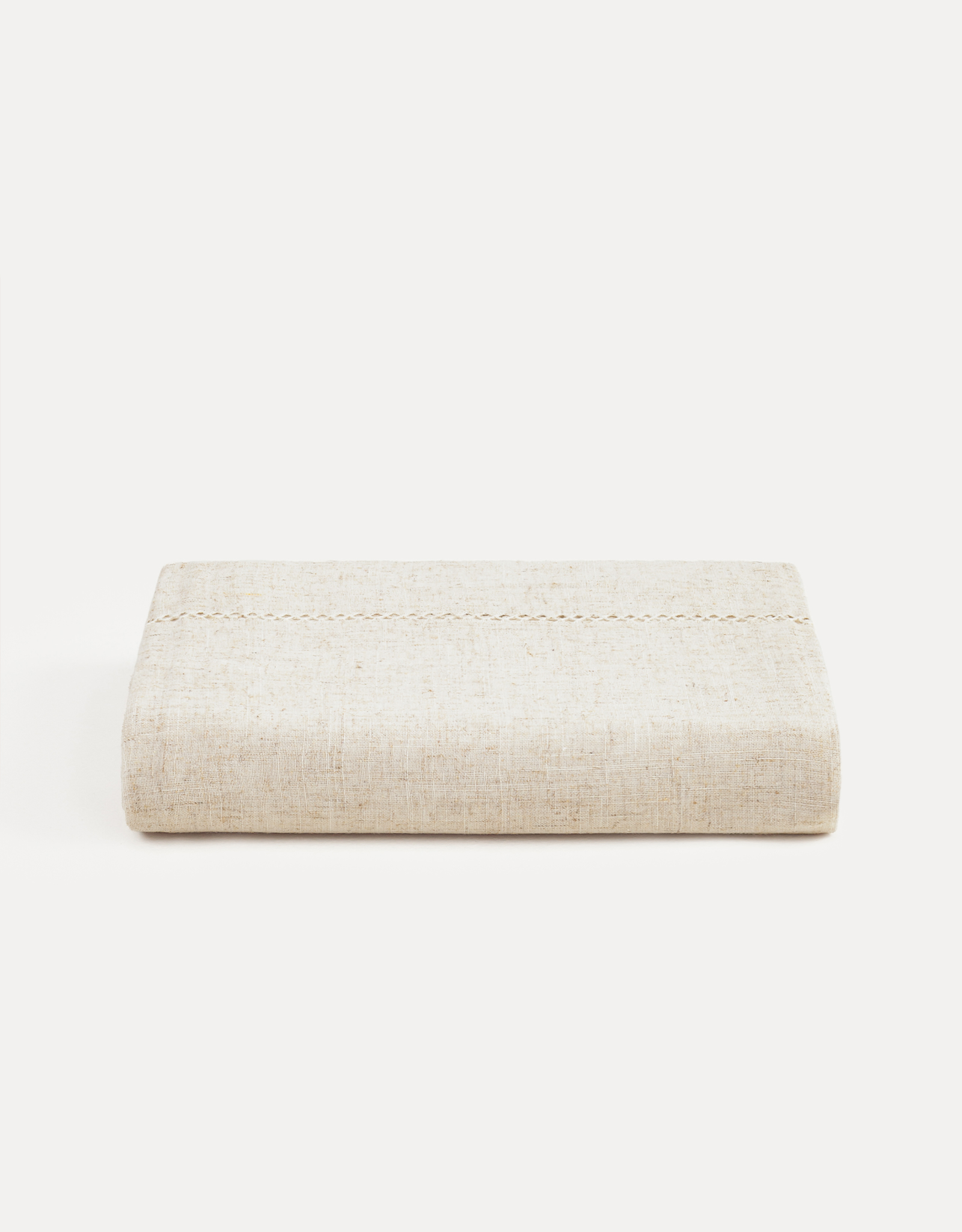 Скатерть, 170х250 см, полиэстер/лен, бежевая, Hemstitch, image-0