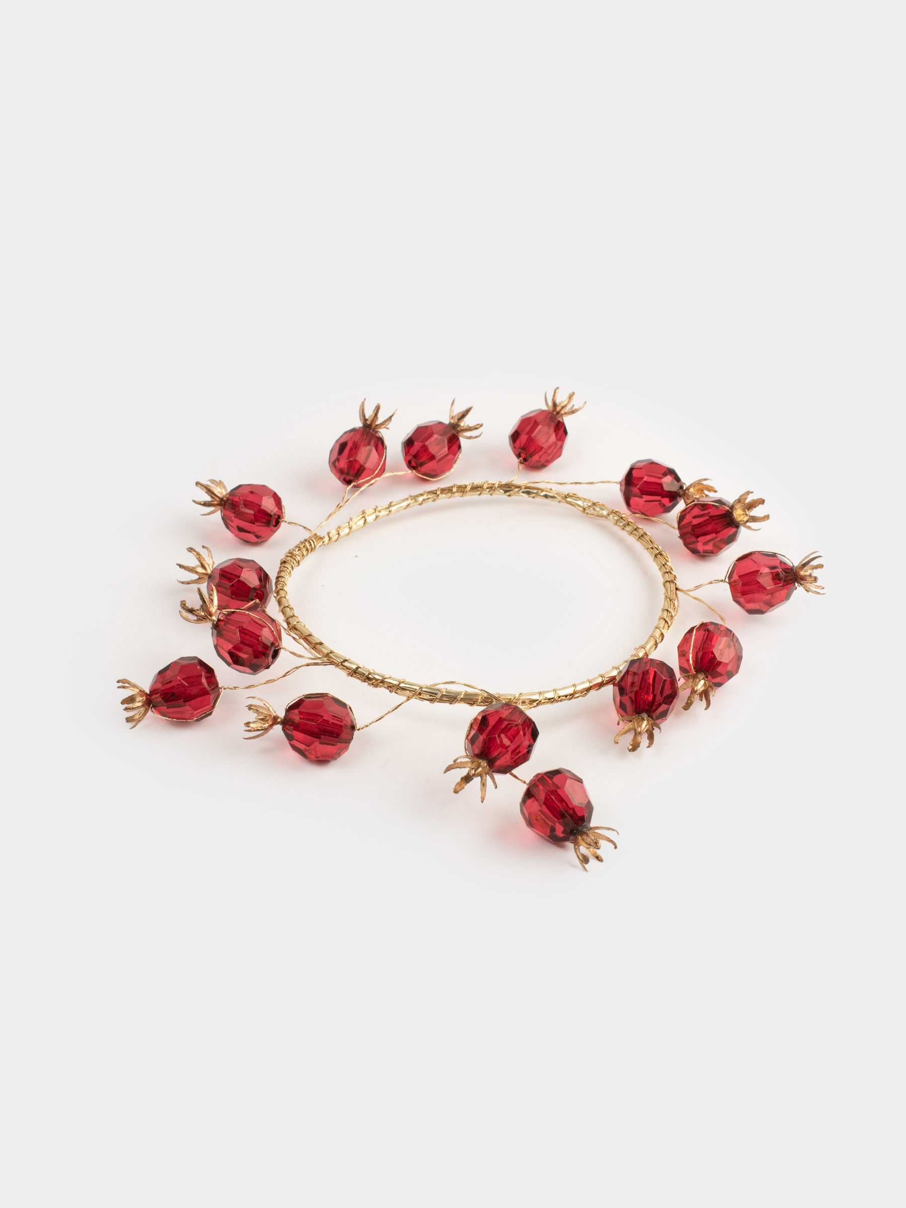 Венок для свечи, 10/18 см, металл/пластик, Красные гранаты, Garnet decor, image-2