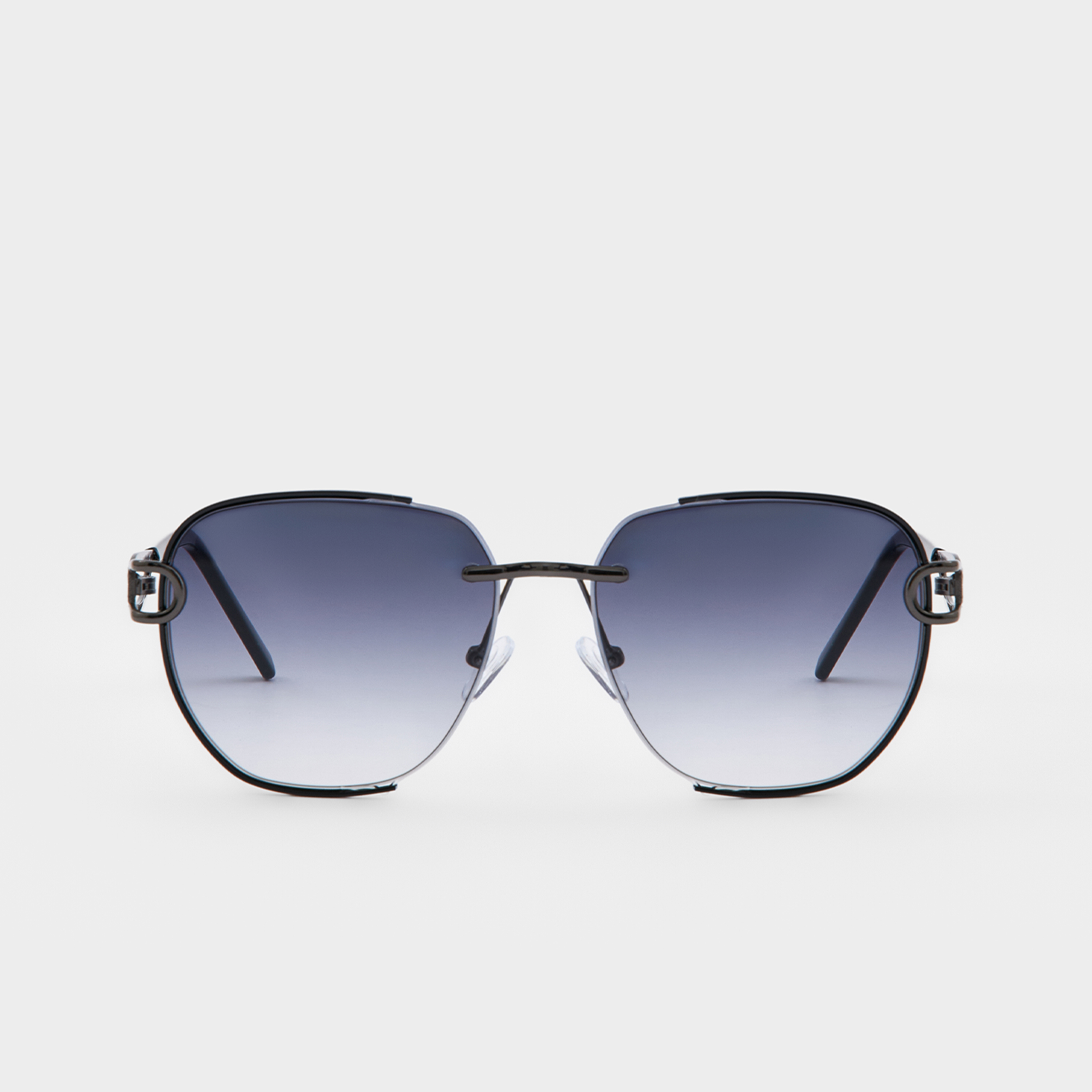 Очки солнцезащитные, сталь/пластик, квадратные, черные, Eyewear