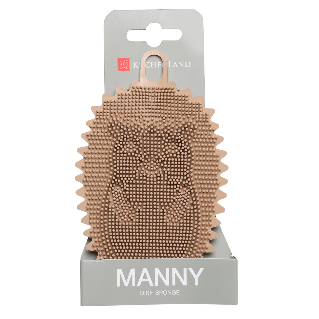 Губка для мытья посуды, 14х9 см, силикон, бежевая, Ежик, Manny, image-1