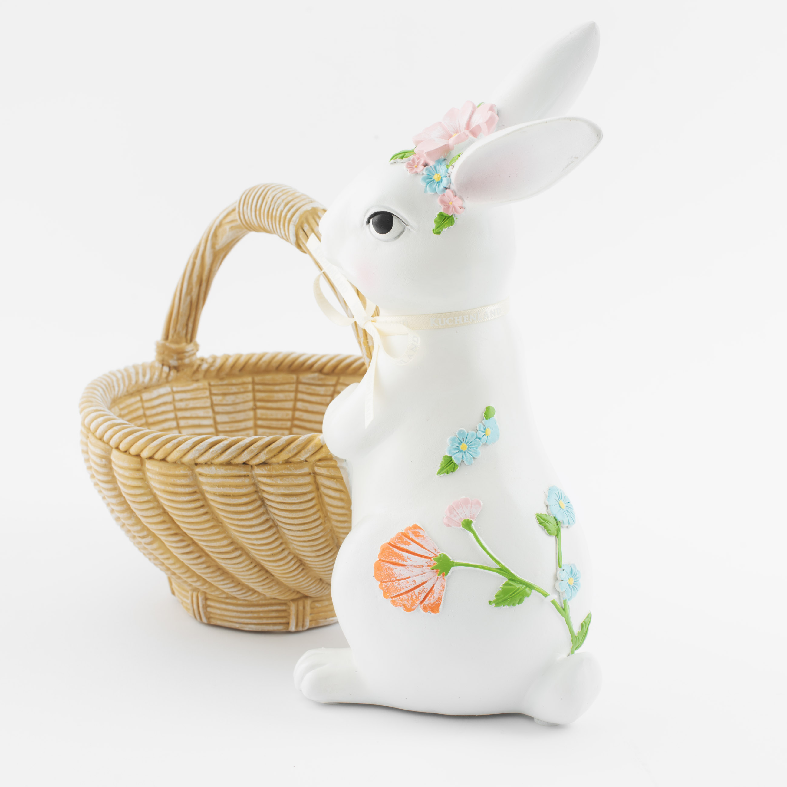 Конфетница, 25х16 см, полирезин, Кролик с корзинкой, Easter