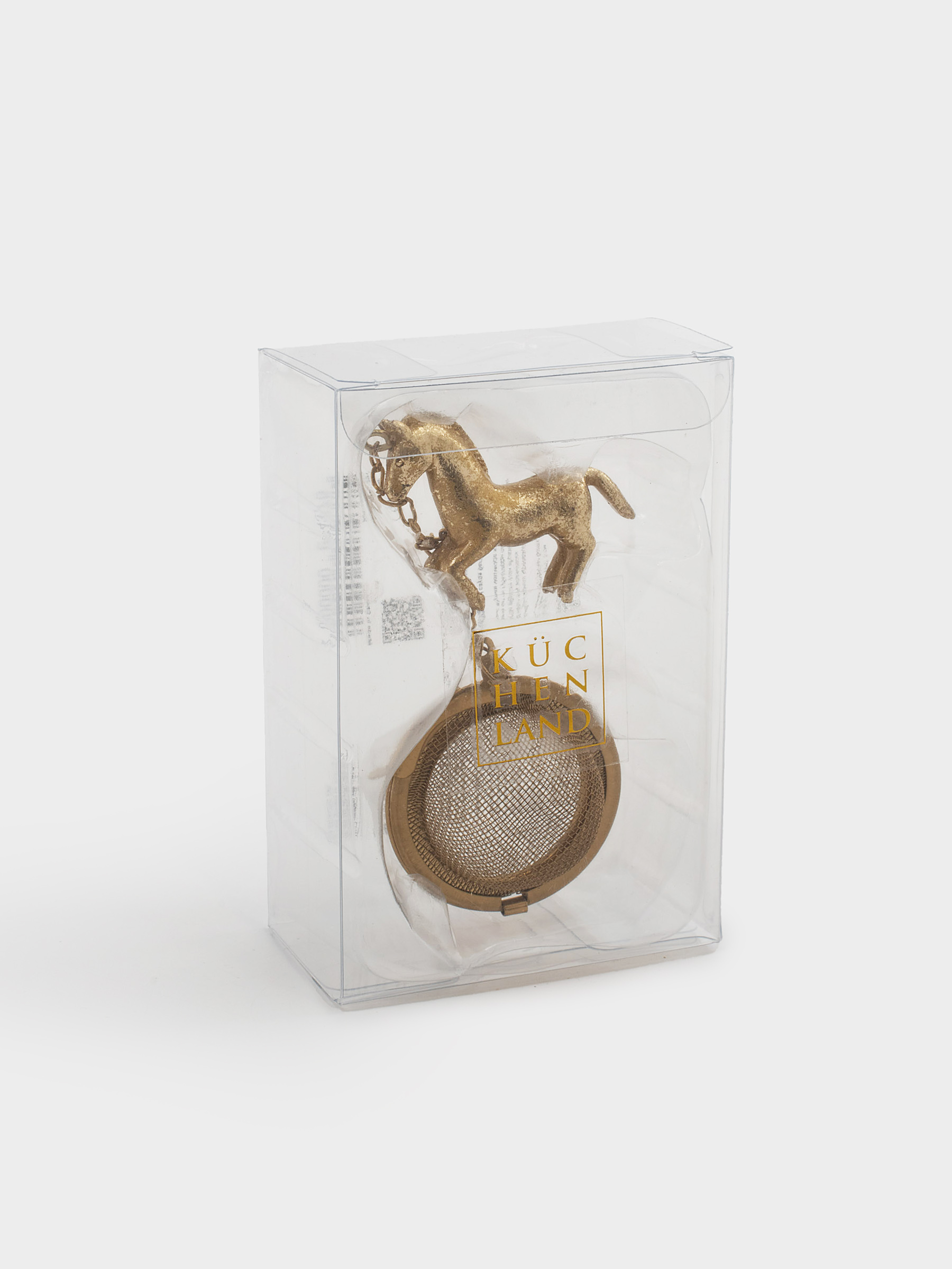 Сито для заваривания чая, 18 см, сталь/полирезин, Золотистая лошадь, Horse gold, image-4