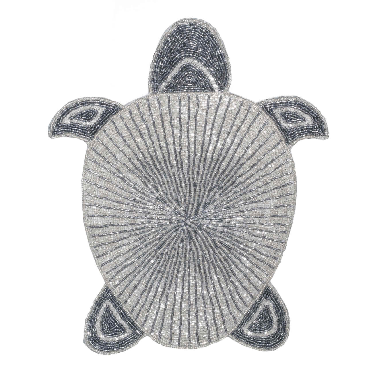 

Салфетка под приборы, 36х30 см, бисер, фигурная, серебристо-голубая, Черепаха, Coast