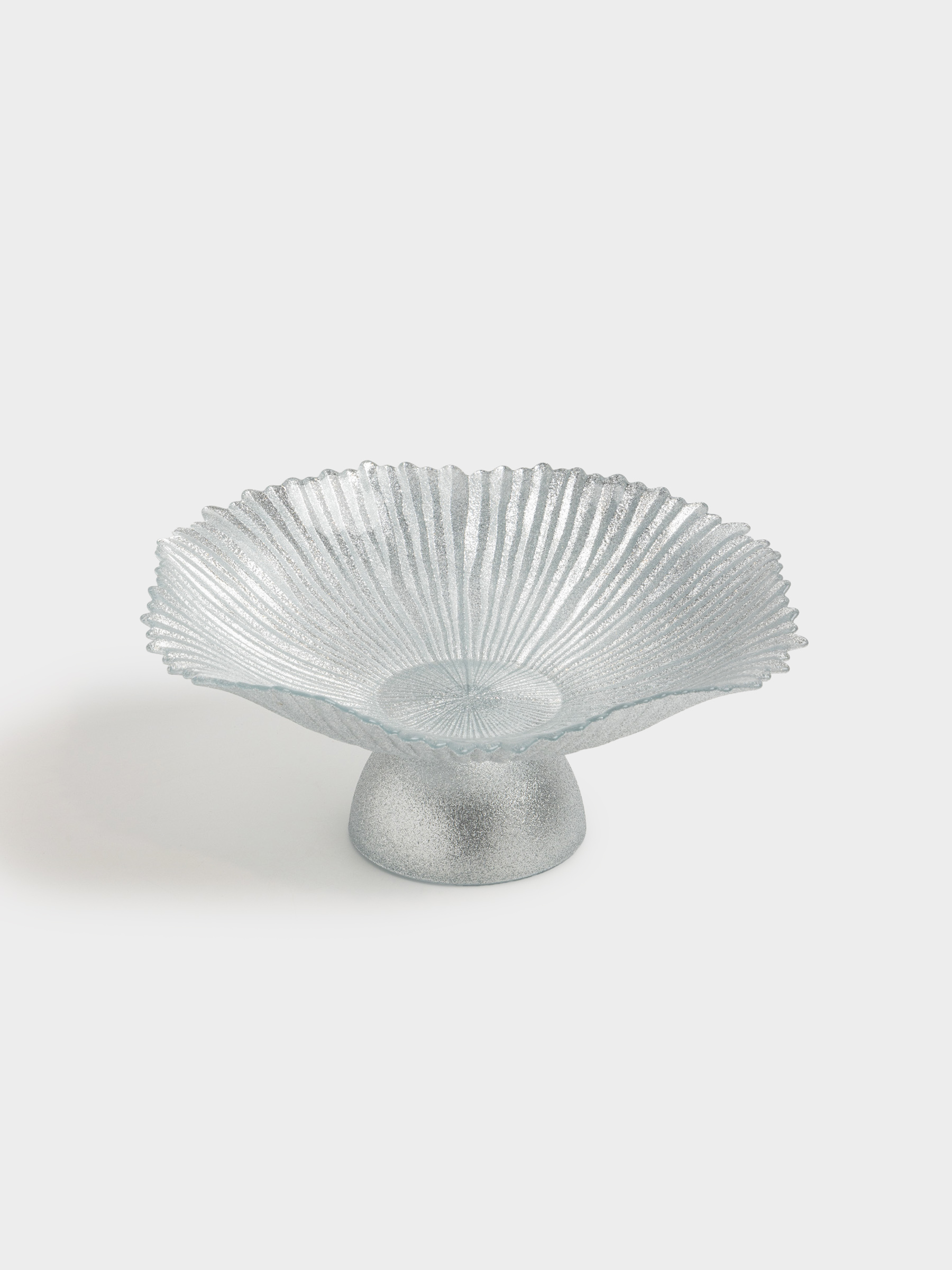 Ваза для фруктов, 32х13 см, на ножке, стекло Р, серебристая, Verge, image-1