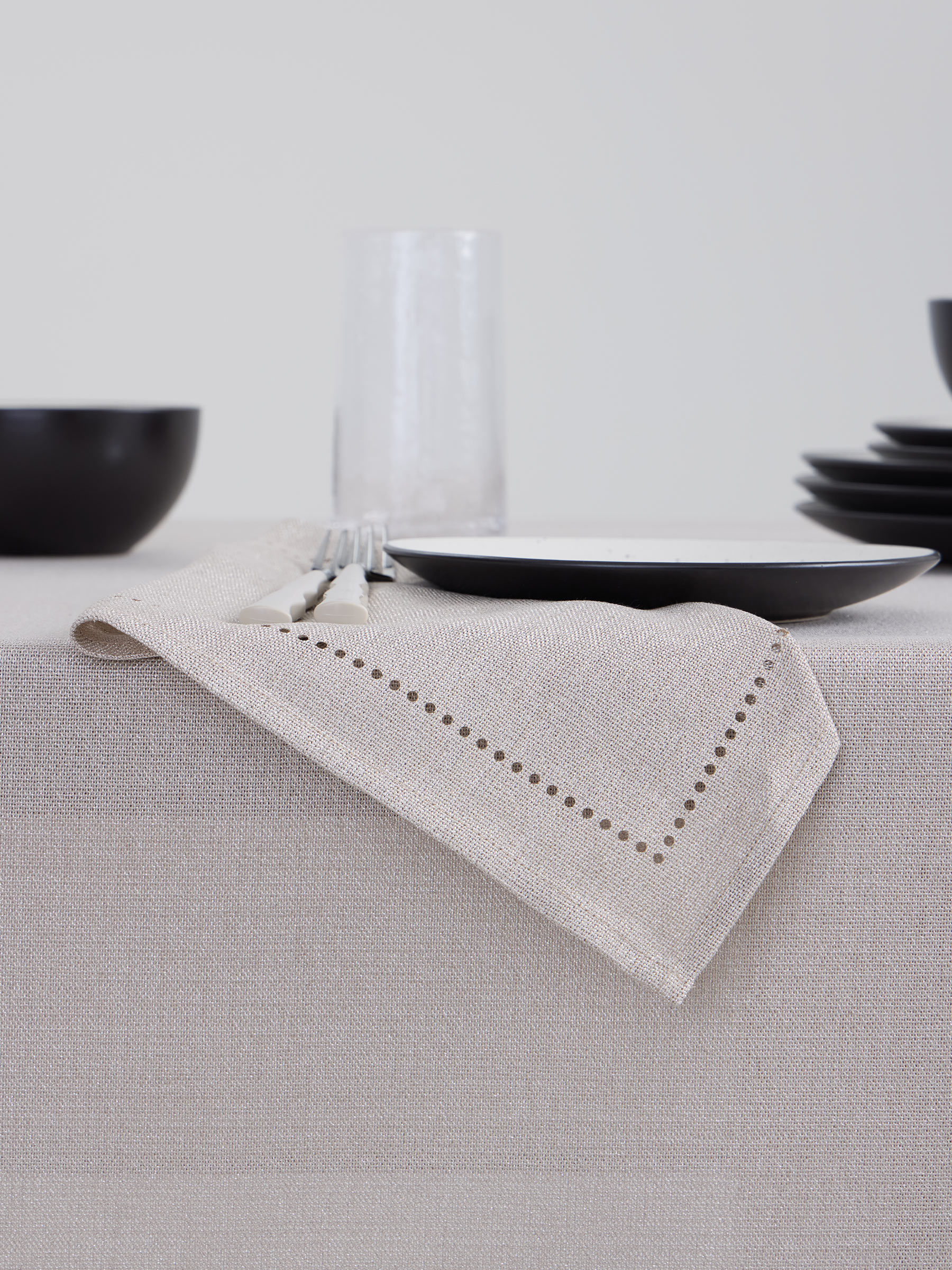 Скатерть, 160х160 см, полиэстер, бежевая, Hemstitch, image-3