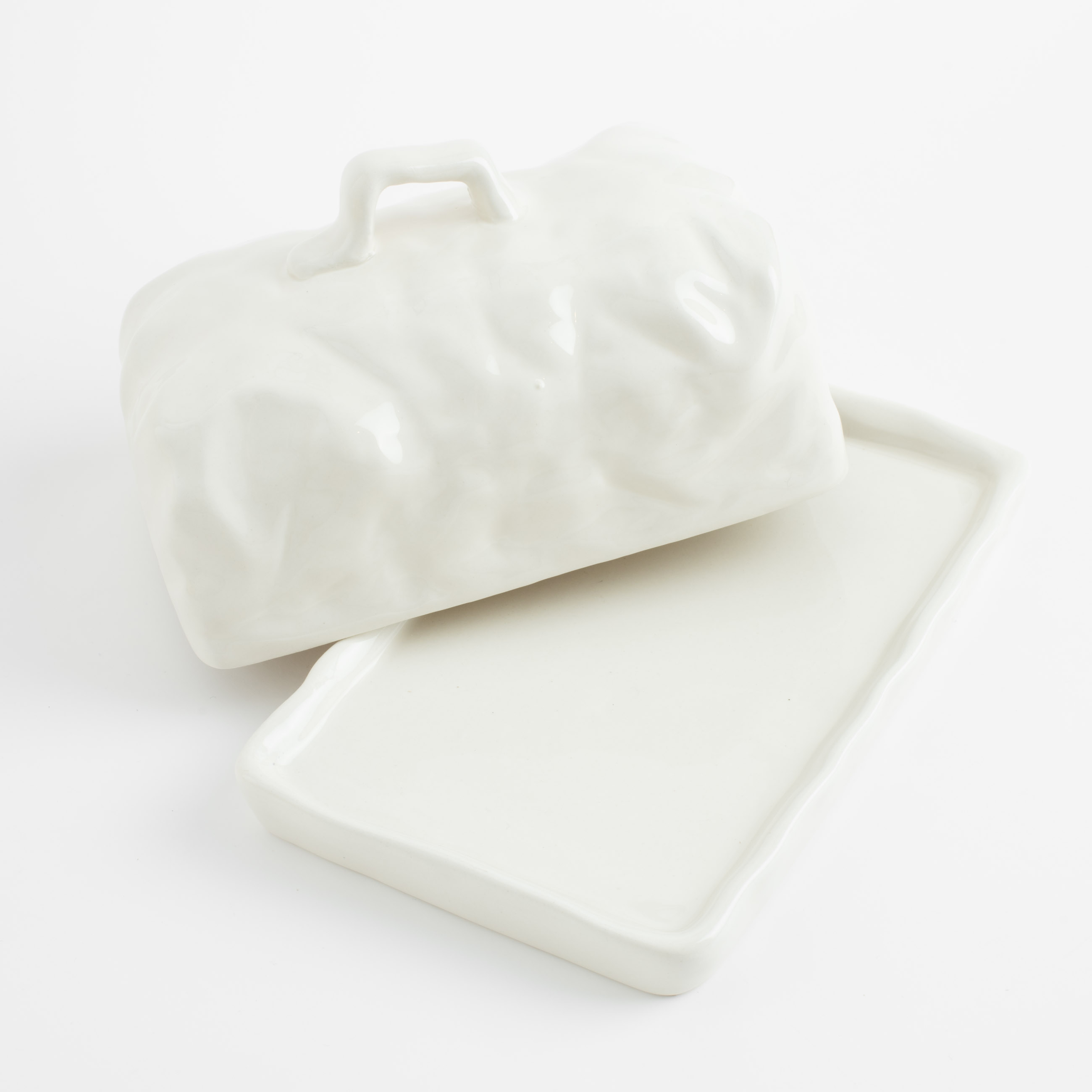 Масленка, 18 см, керамика, прямоугольная, молочная, Мятый эффект, Crumple изображение № 5