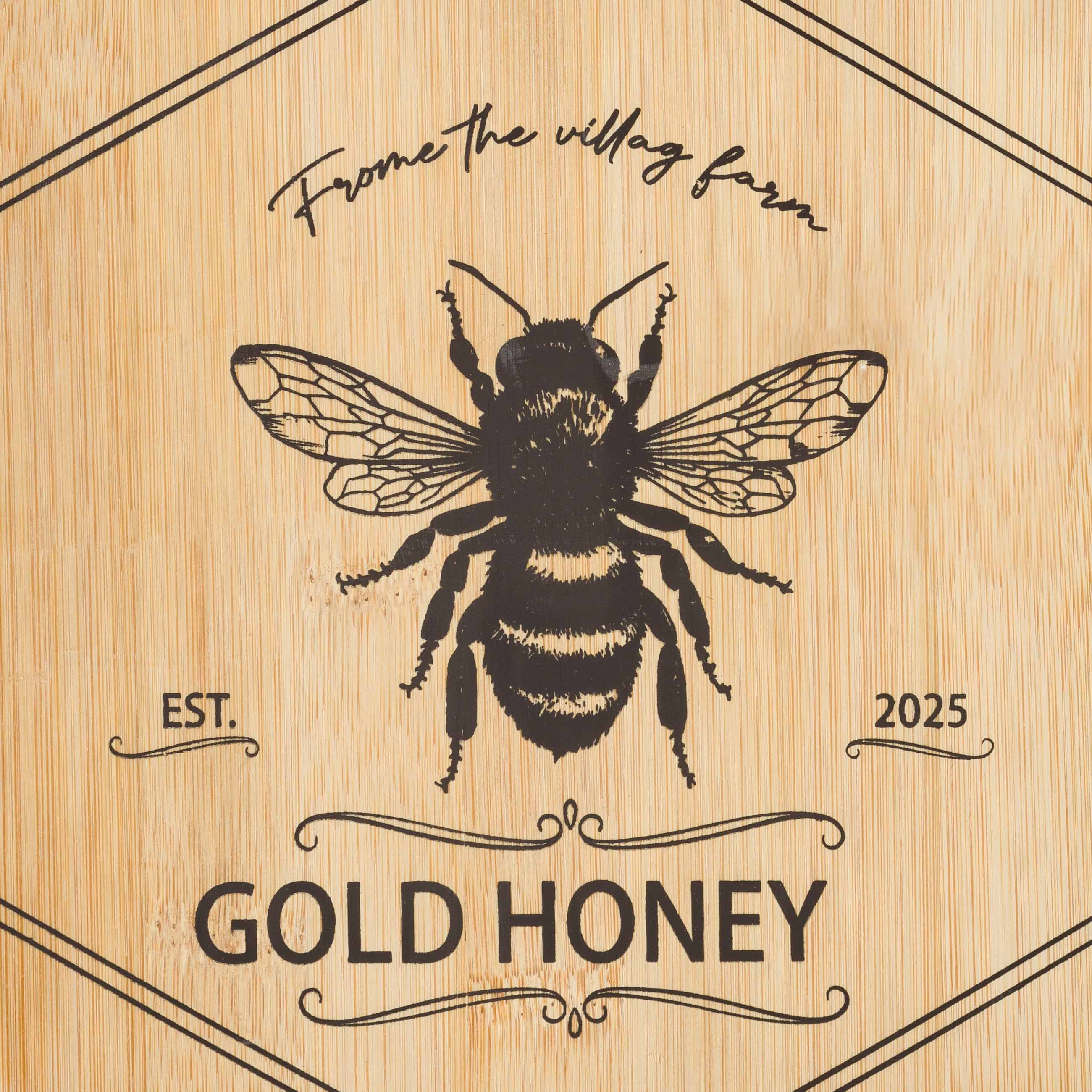 Доска разделочная, 25x22 см, бамбук, шестиугольная, Пчела, Honey