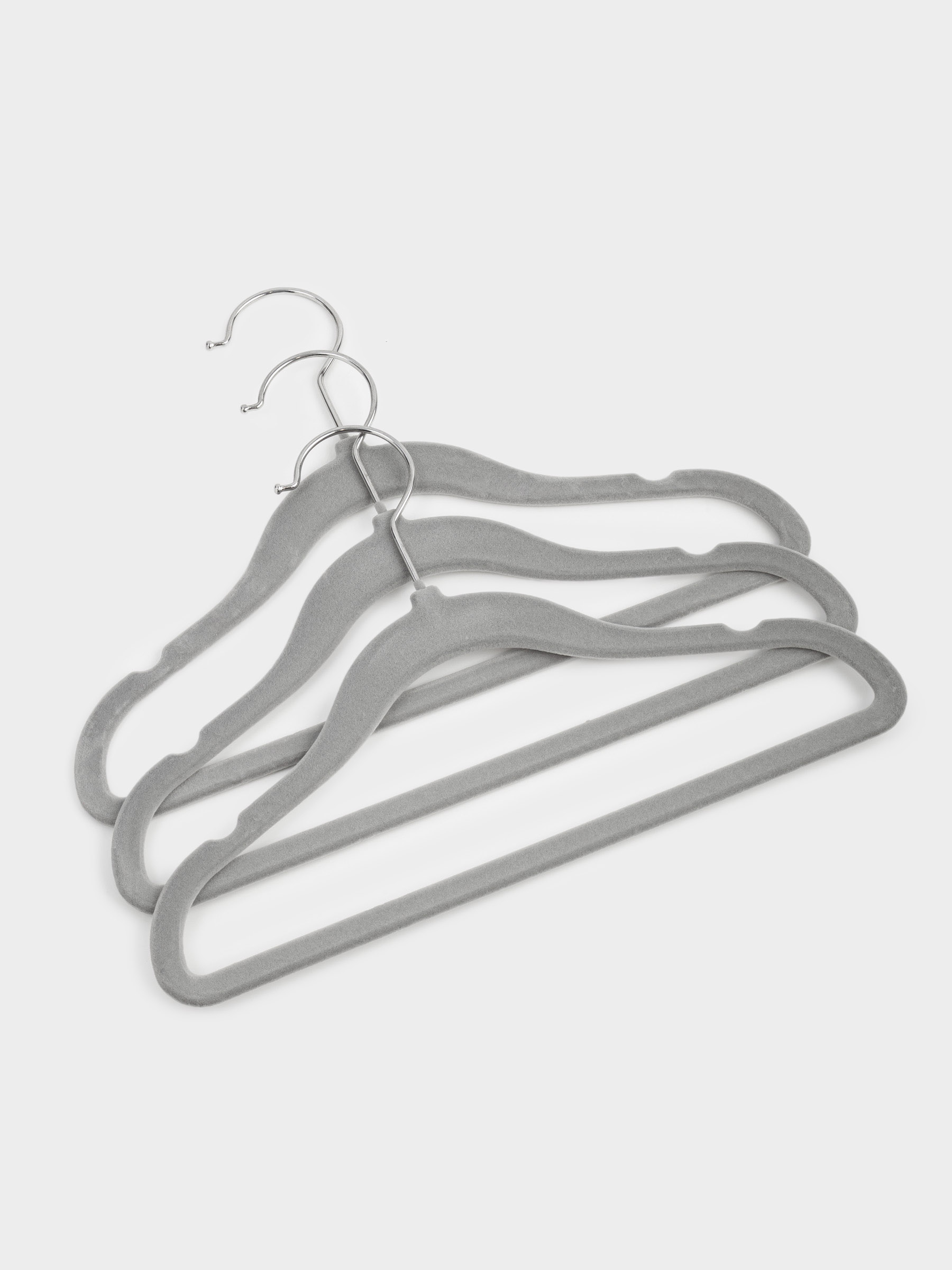 Вешалка-плечики, 30 см, 3 шт, детская, флок, серая, Household, image-1