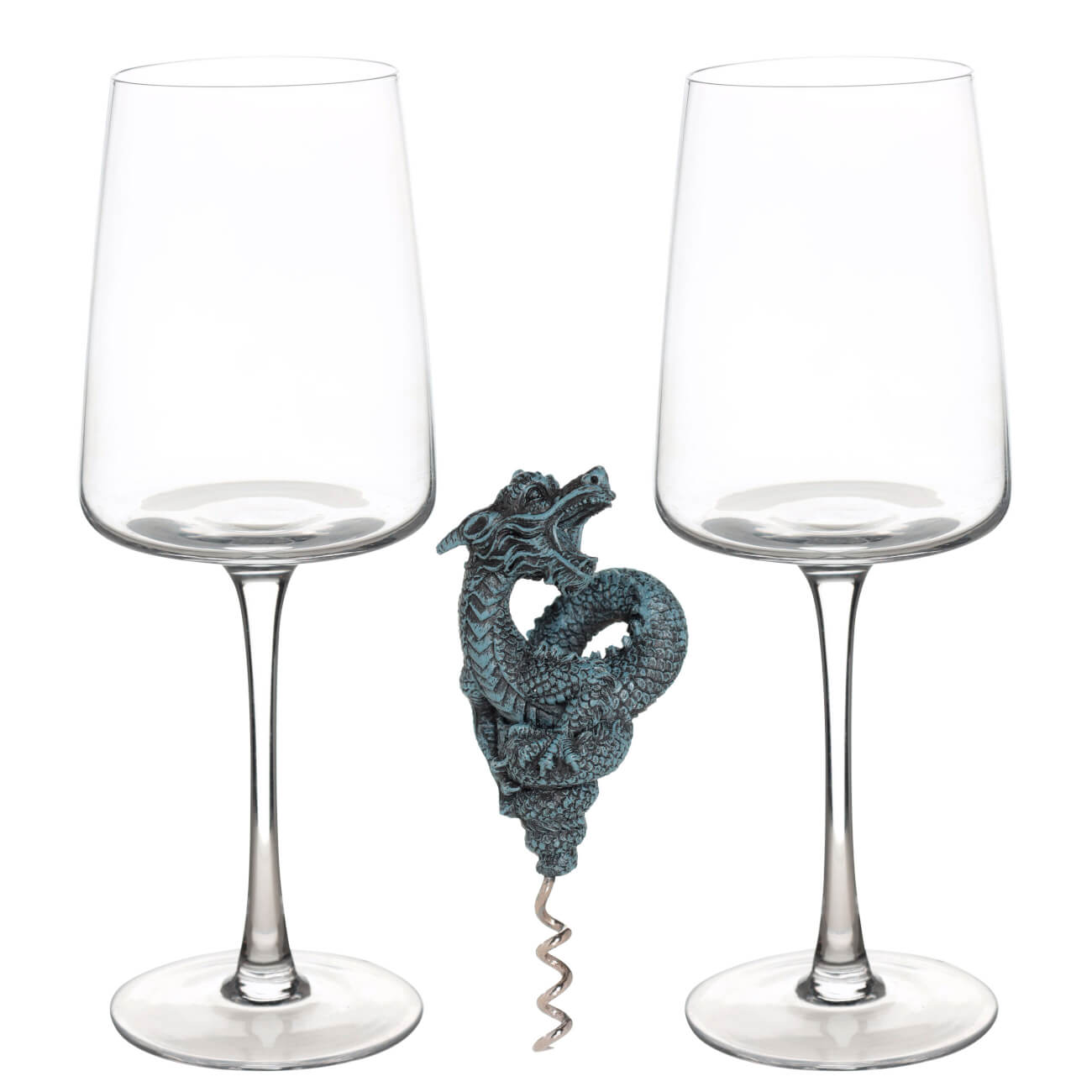 Набор для вина, 2 перс, 3 пр, со штопором, стекло/металл, Дракон